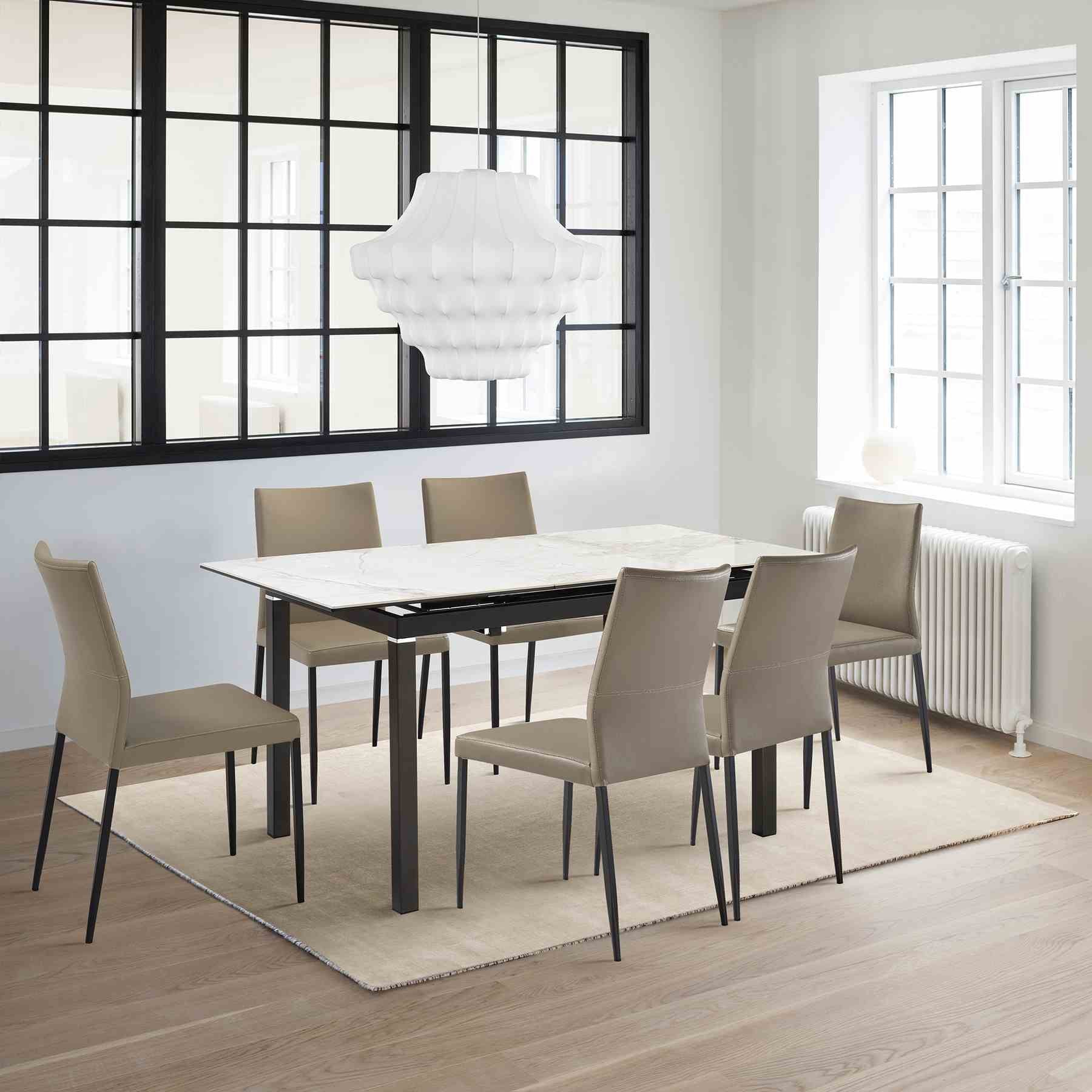 Giana Kash 7 Piece Extendable Dining Set with Taupe Gray Faux Leather Chairs - Image 11