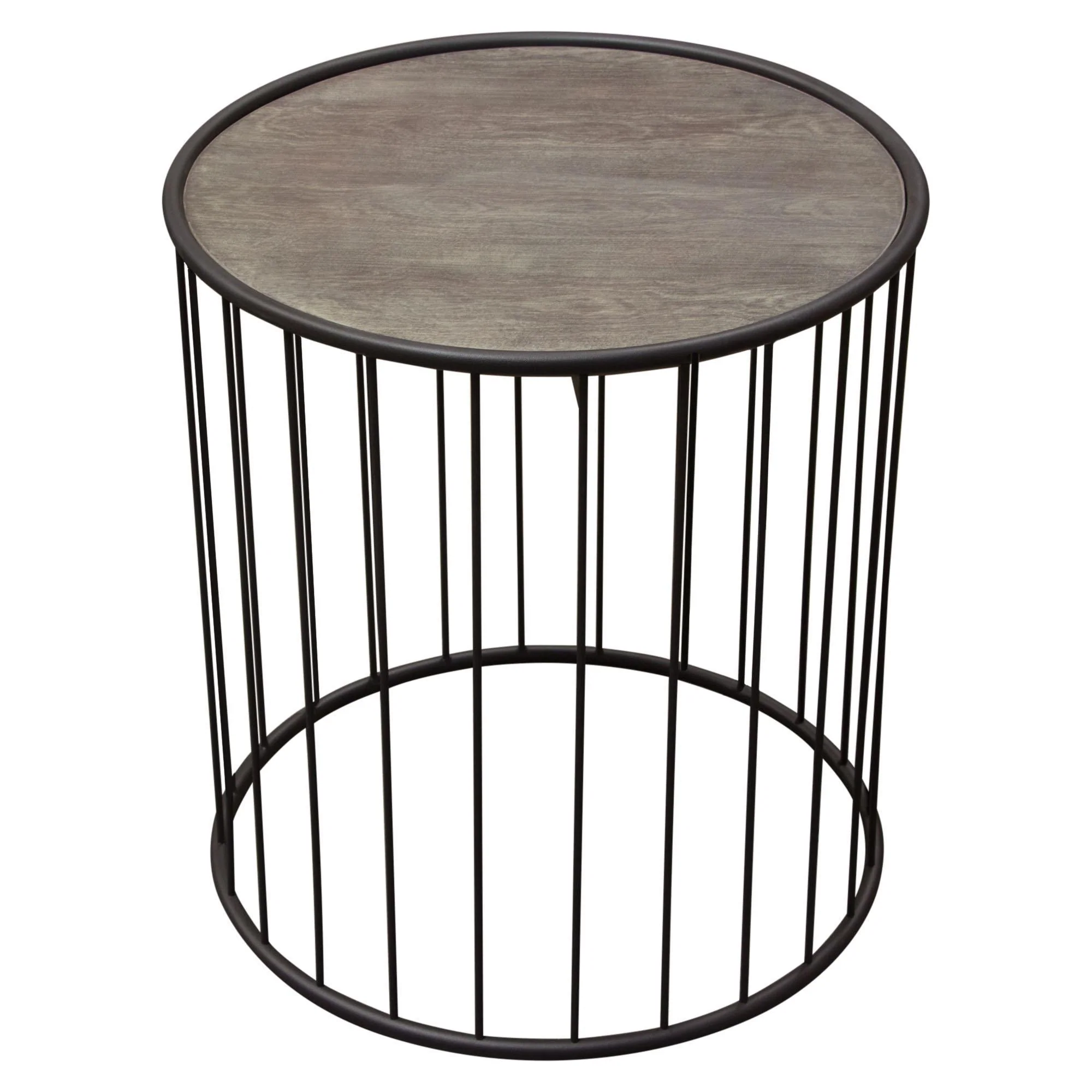 Gibson 22" Round End Table with Grey Oak Finished Top and Metal Base by Diamond Sofa - Image 2