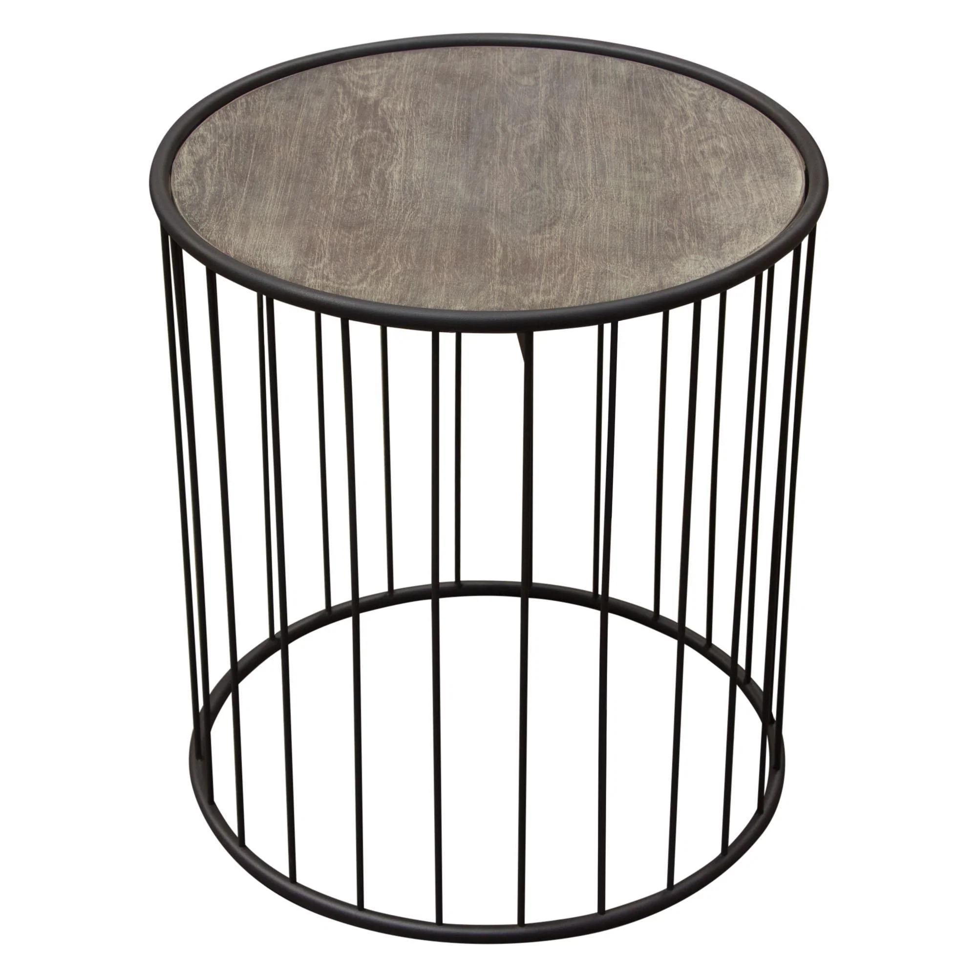 Gibson 22" Round End Table with Grey Oak Finished Top and Metal Base by Diamond Sofa - Image 3