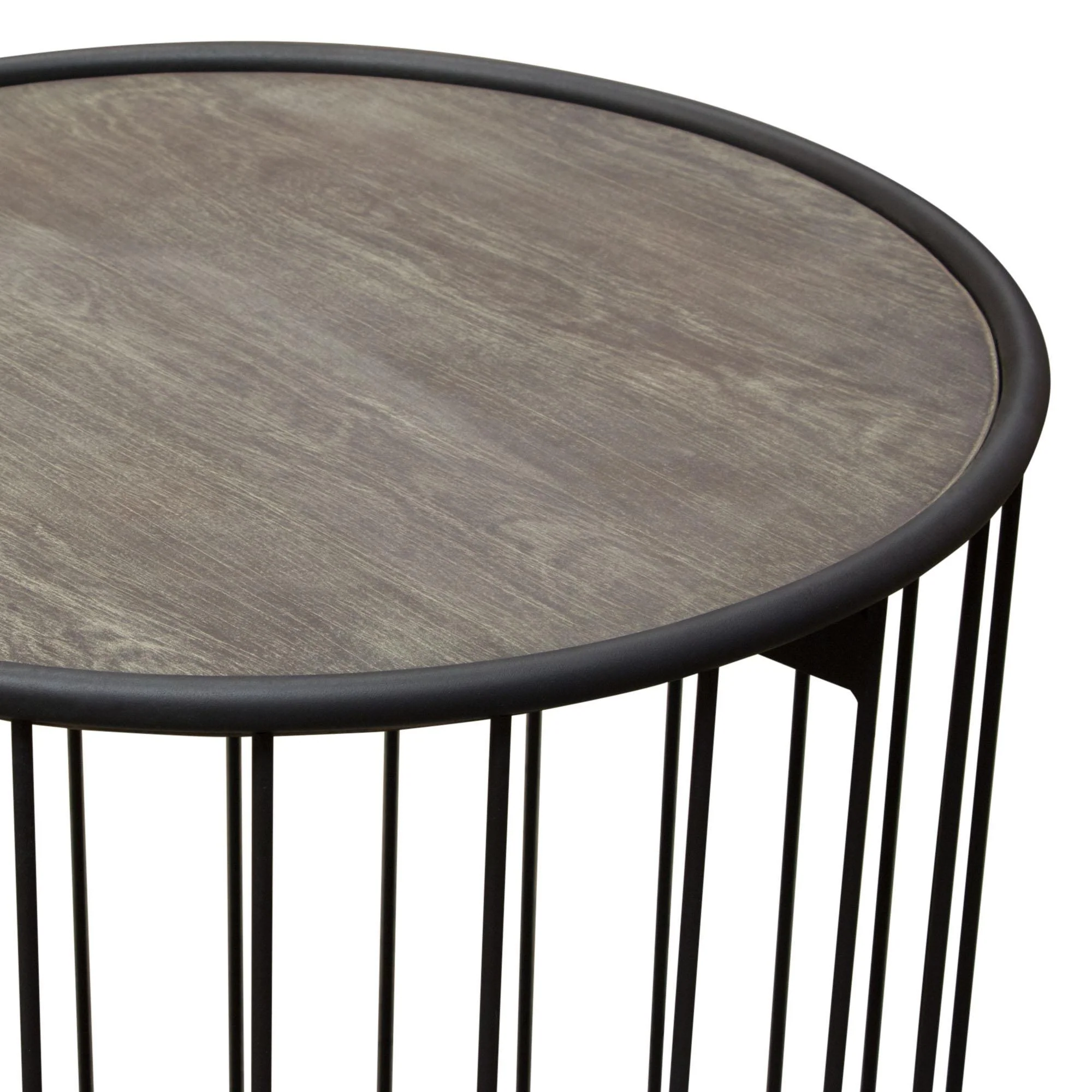 Gibson 22" Round End Table with Grey Oak Finished Top and Metal Base by Diamond Sofa - Image 6