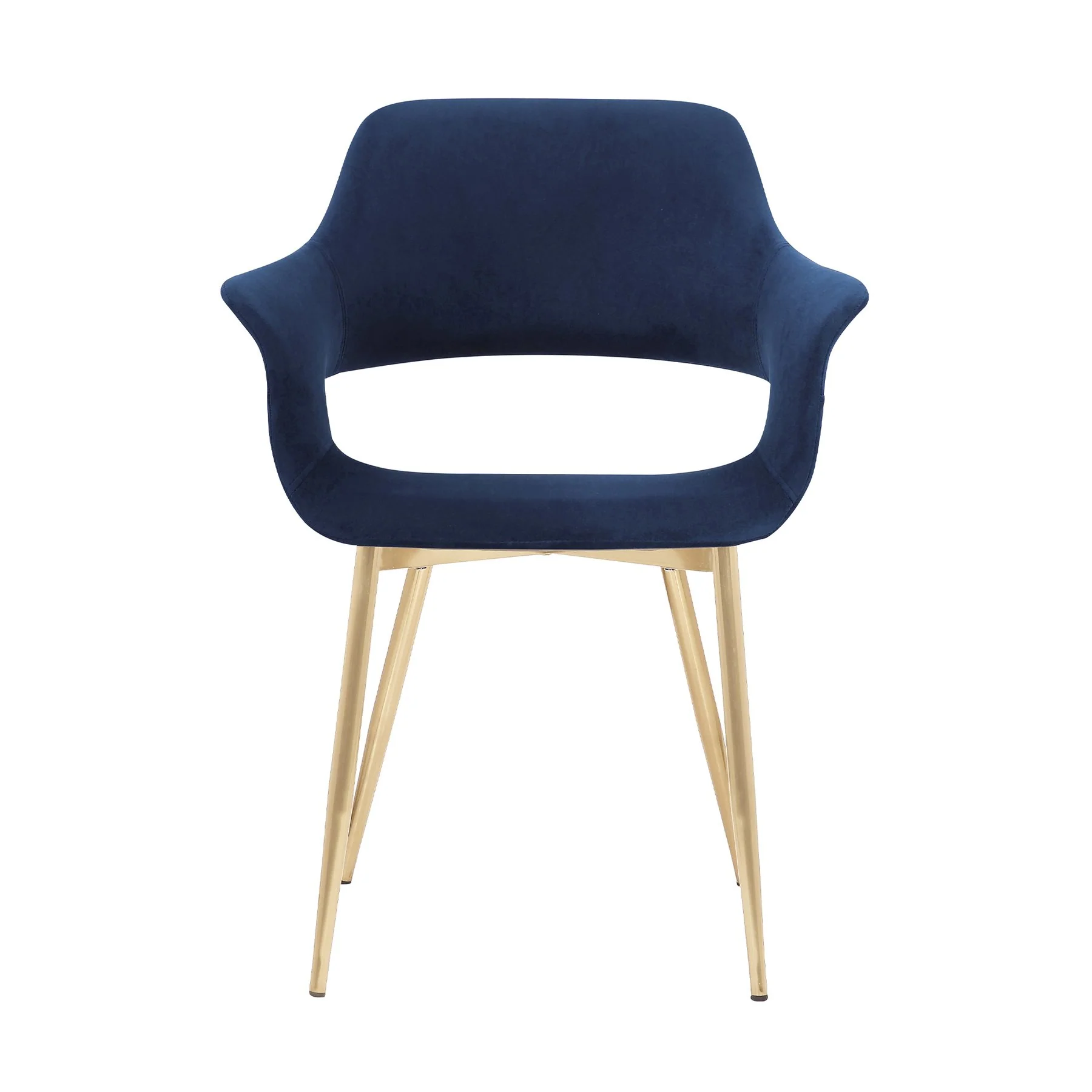 Gigi Blue Velvet Dining Room Chair with Gold Metal Legs - Set of 2 - Image 3