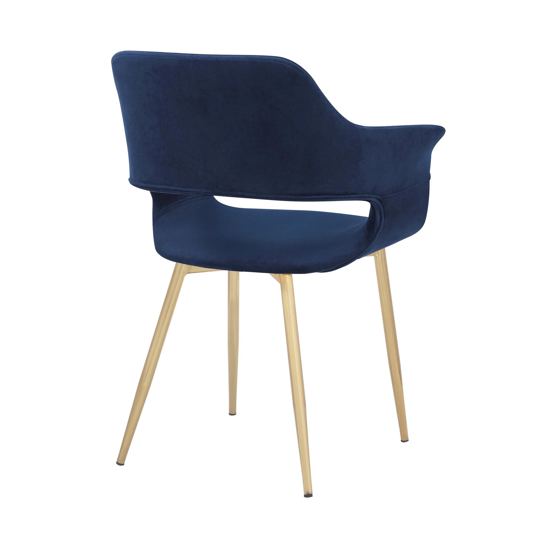 Gigi Blue Velvet Dining Room Chair with Gold Metal Legs - Set of 2 - Image 5