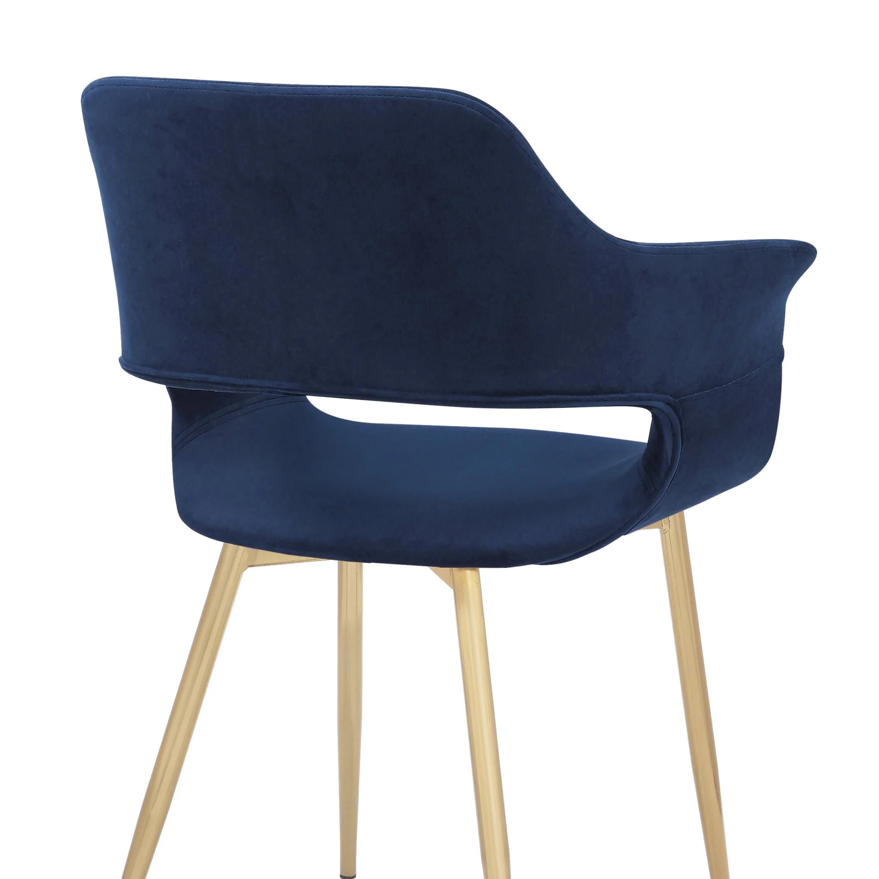 Gigi Blue Velvet Dining Room Chair with Gold Metal Legs - Set of 2 - Image 8