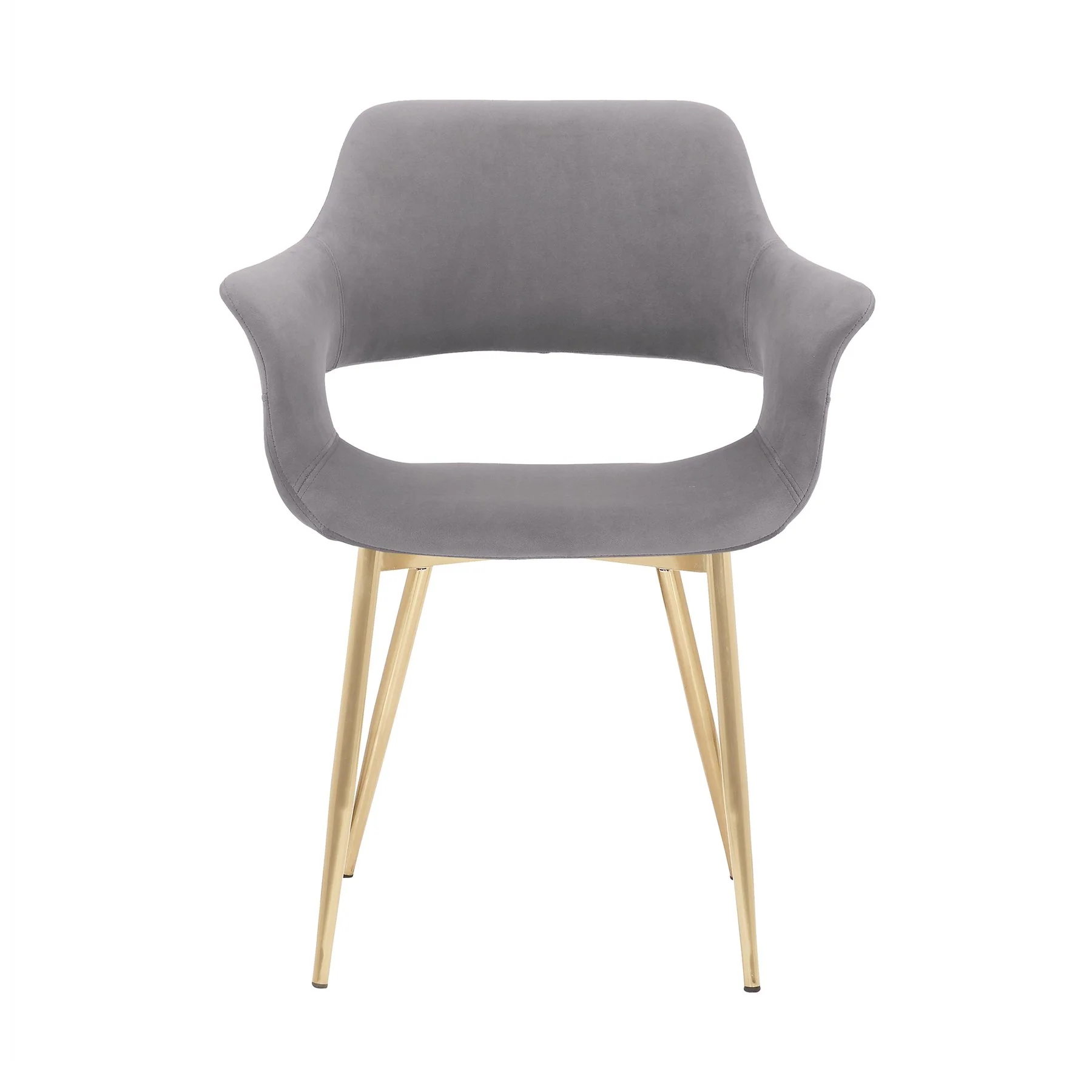 Gigi Gray Velvet Dining Room Chair with Gold Metal Legs - Set of 2 - Image 3