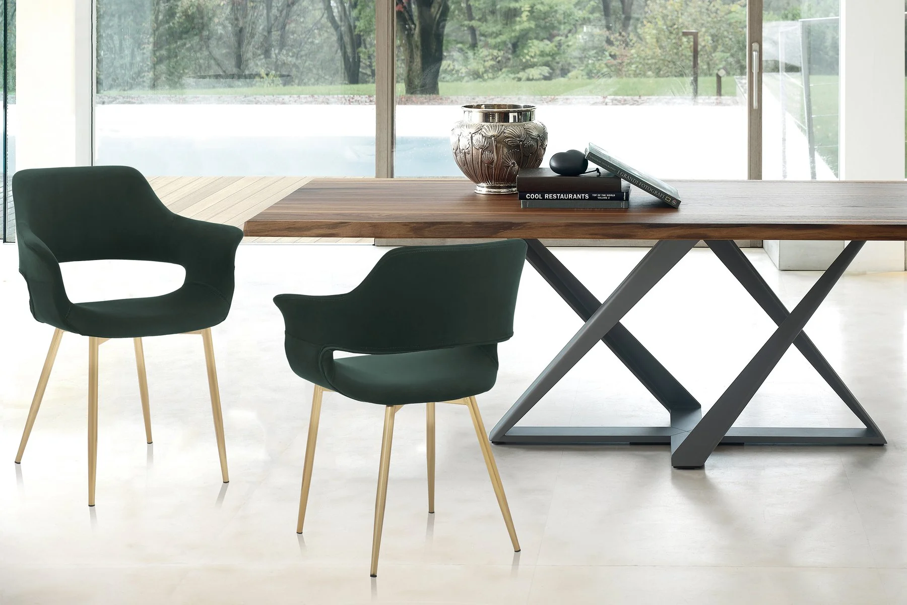Gigi Green Velvet Dining Room Chair with Gold Metal Legs - Set of 2 - Image 10