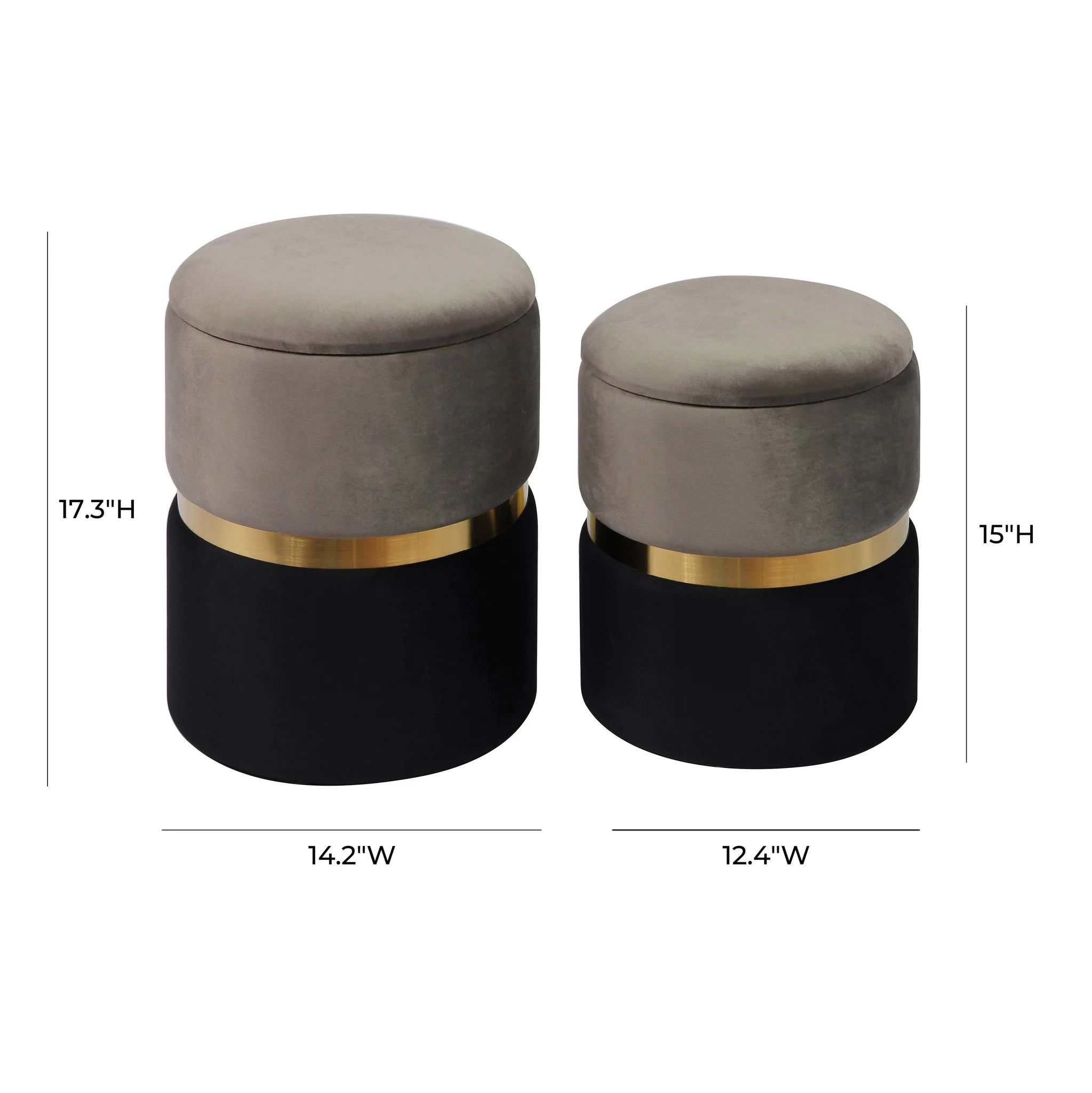 Gigi Grey Velvet Storage Ottomans - Set of 2 - Image 6