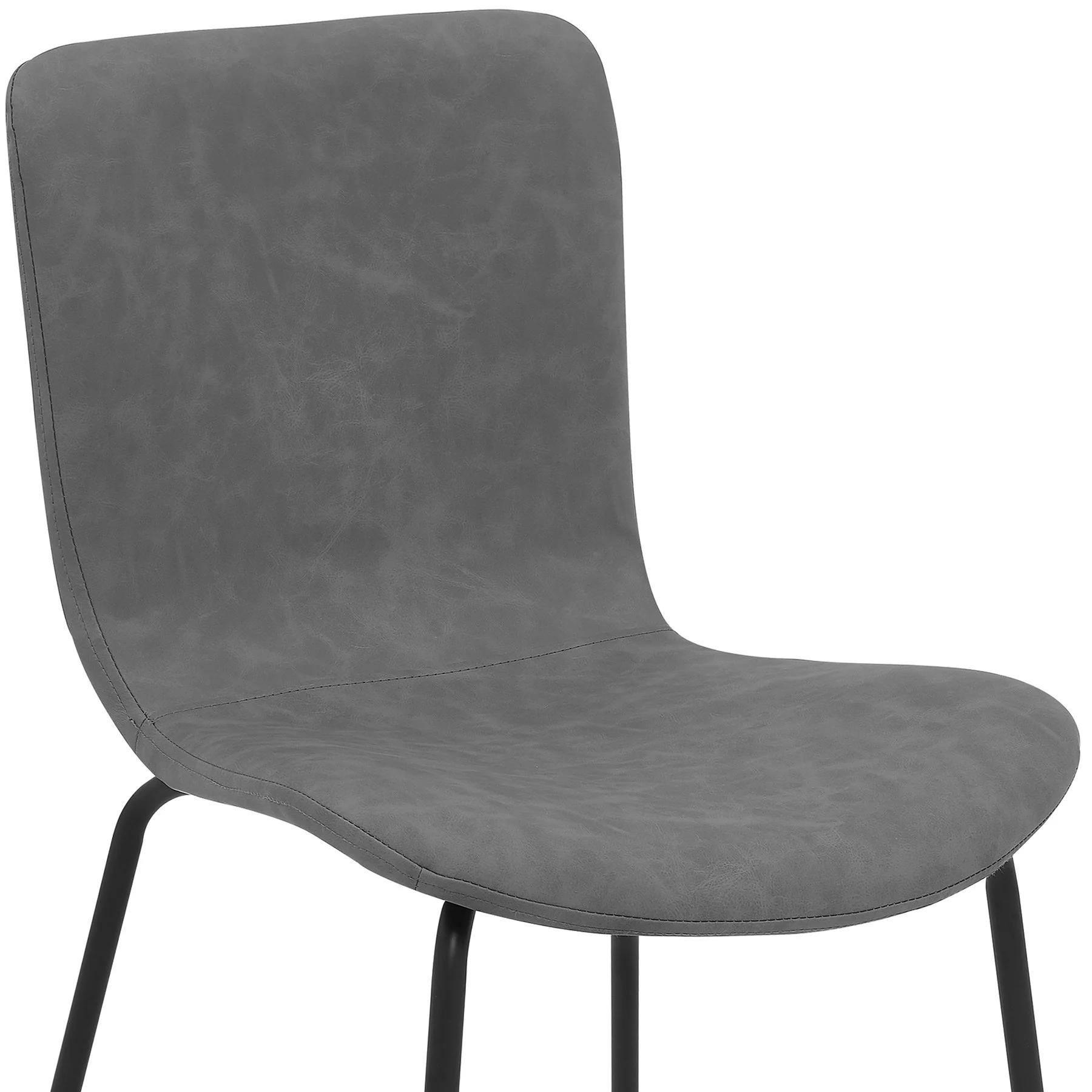 Gillian Modern Dark Gray Faux Leather and Metal Dining Room Chairs - Set of 2 - Image 5