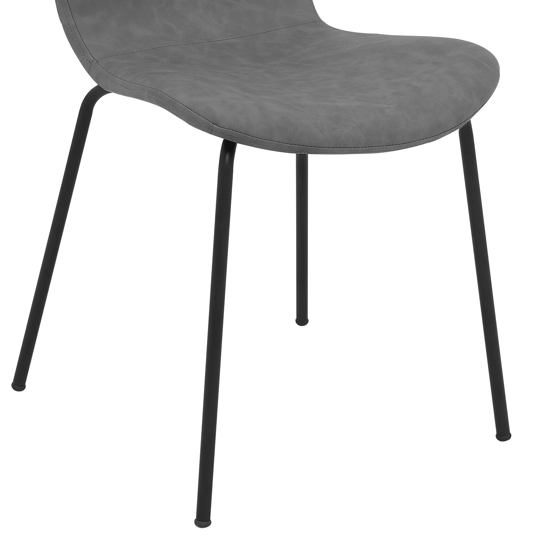 Gillian Modern Dark Gray Faux Leather and Metal Dining Room Chairs - Set of 2 - Image 7