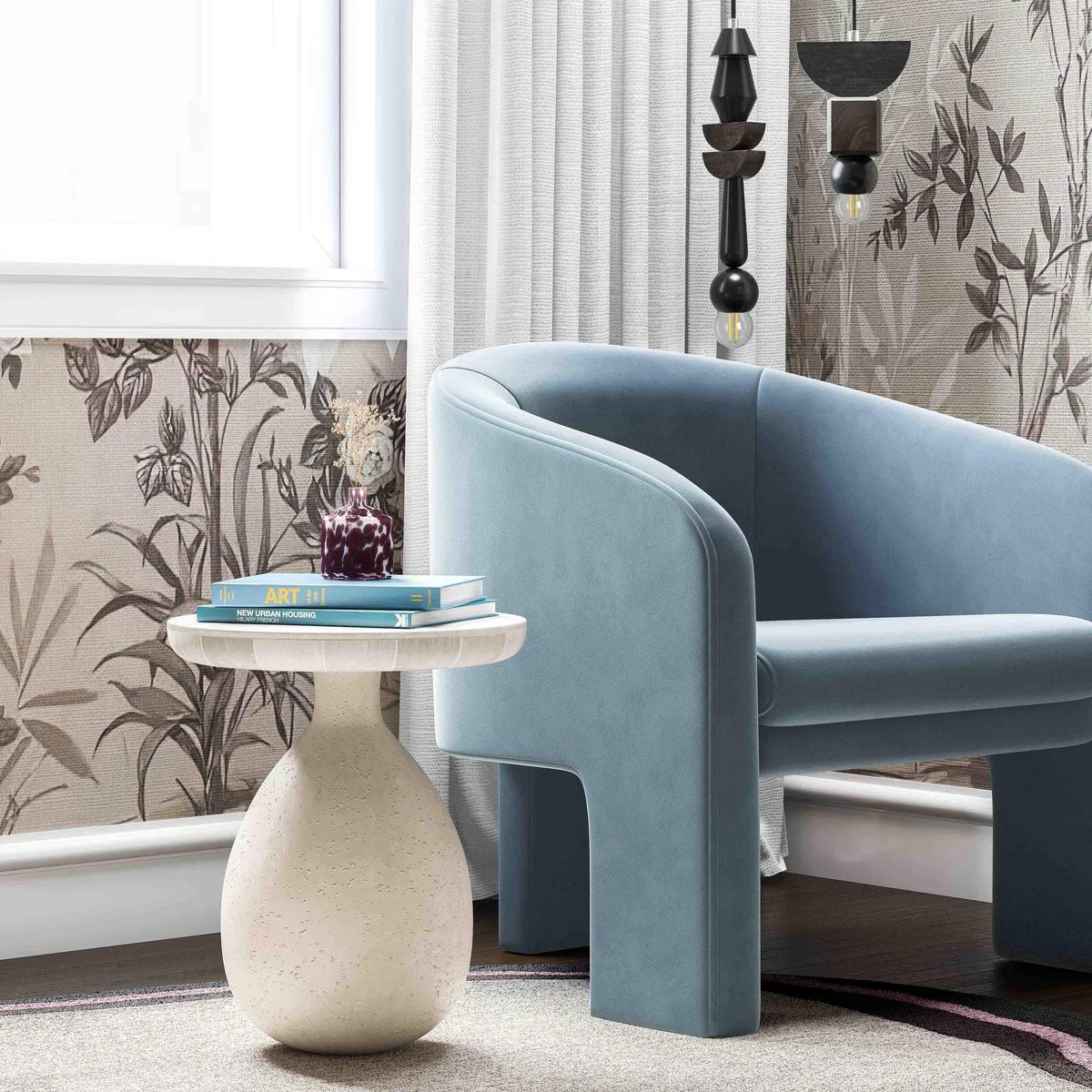 Gina Cream Travertine Side Table - Image 2