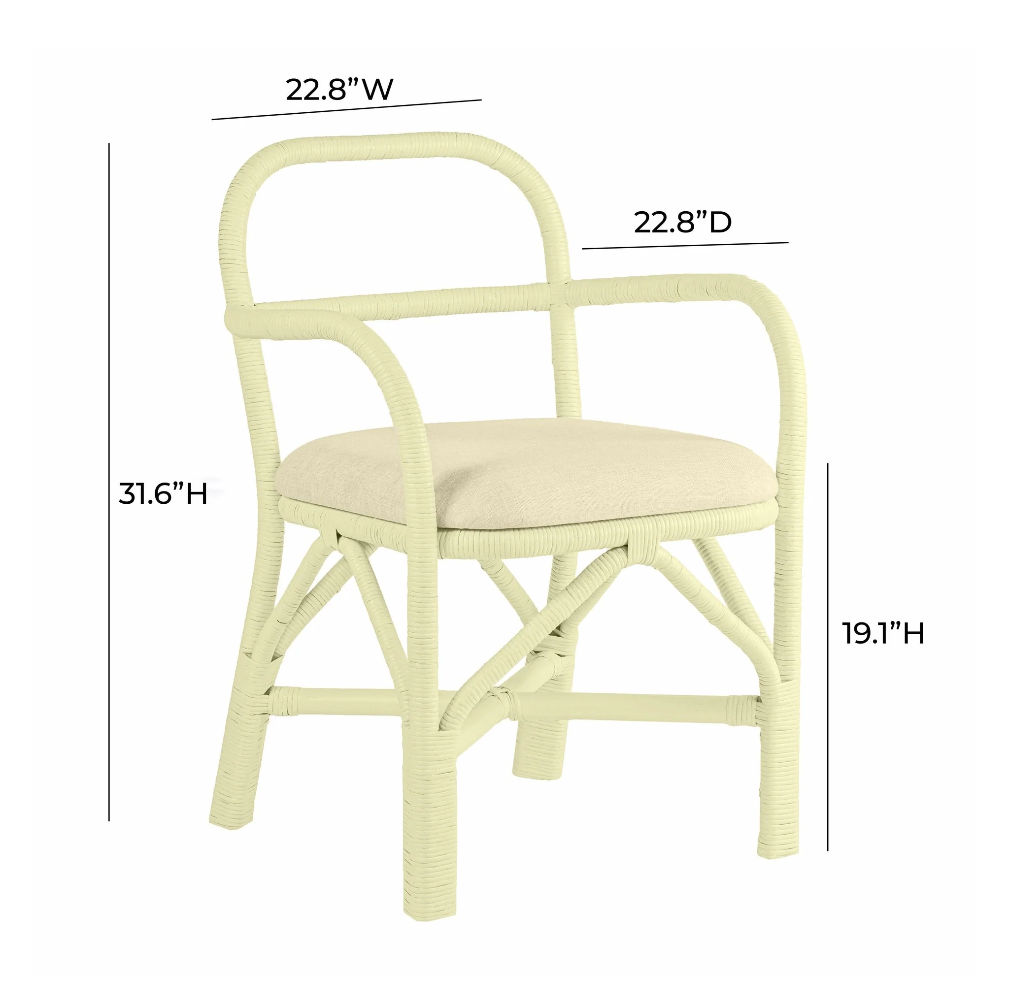 Ginny Cream Rattan Dining Chair - Image 7