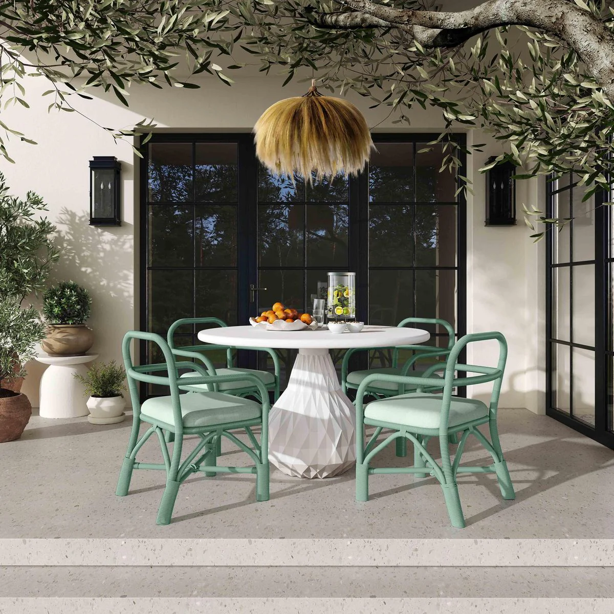 Ginny Green Rattan Dining Chair - Image 2
