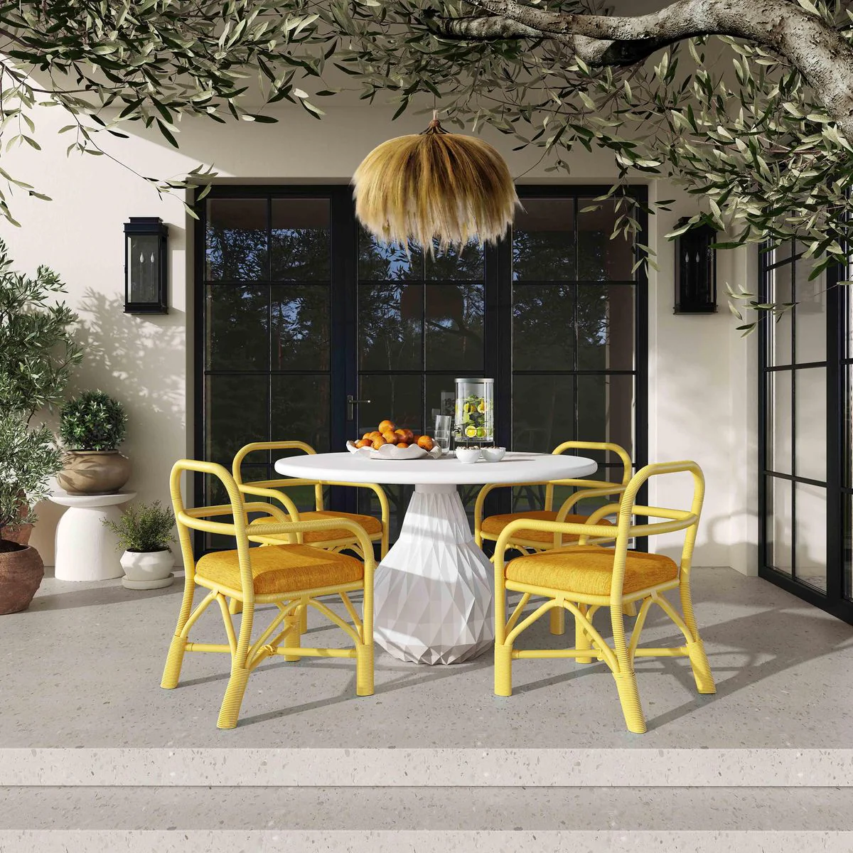 Ginny Yellow Rattan Dining Chair - Image 2