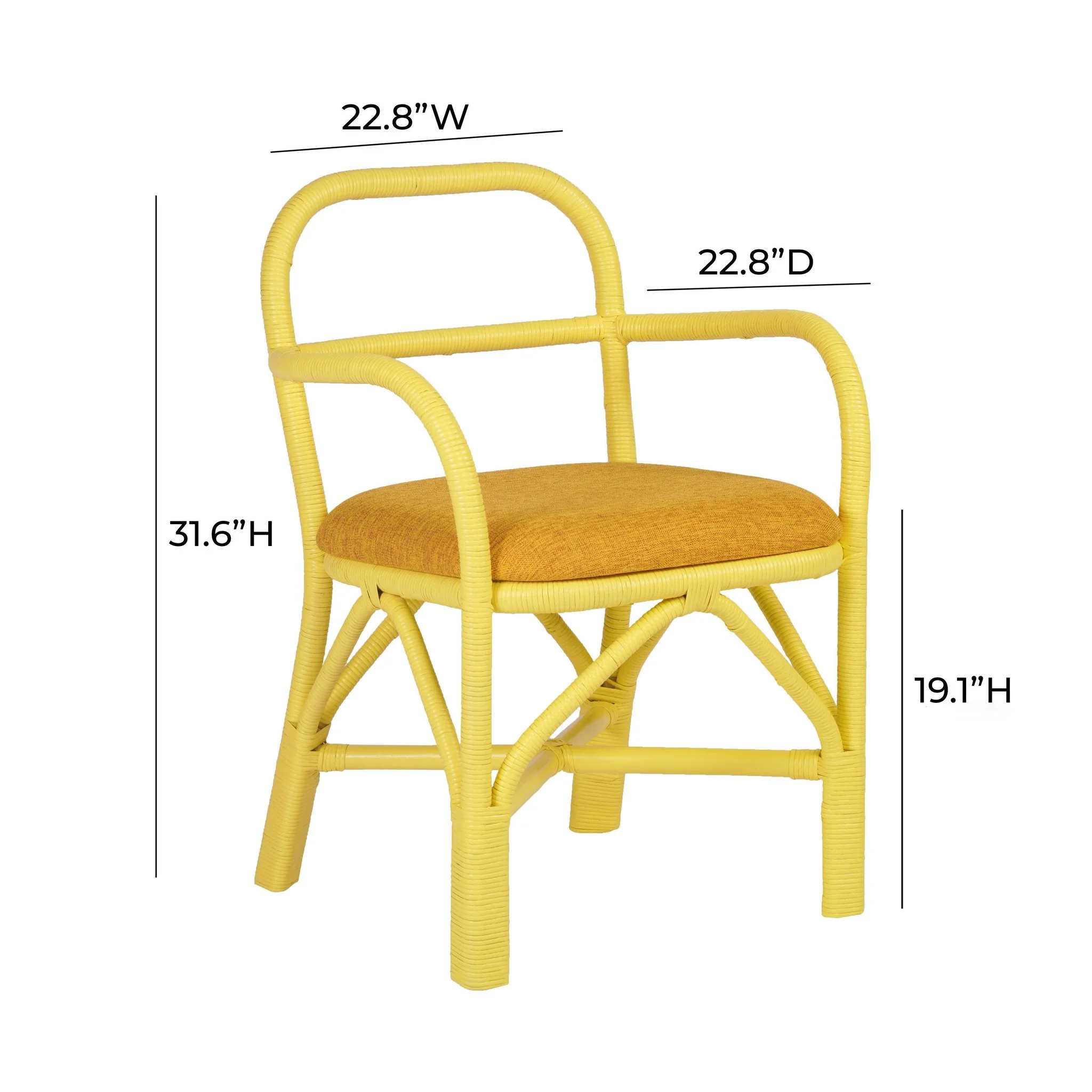Ginny Yellow Rattan Dining Chair - Image 7