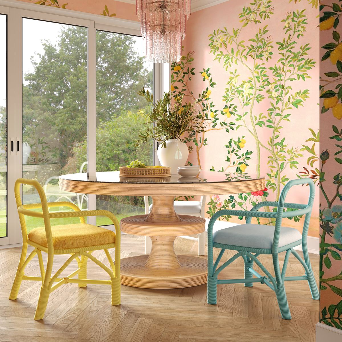 Ginny Yellow Rattan Dining Chair - Image 8