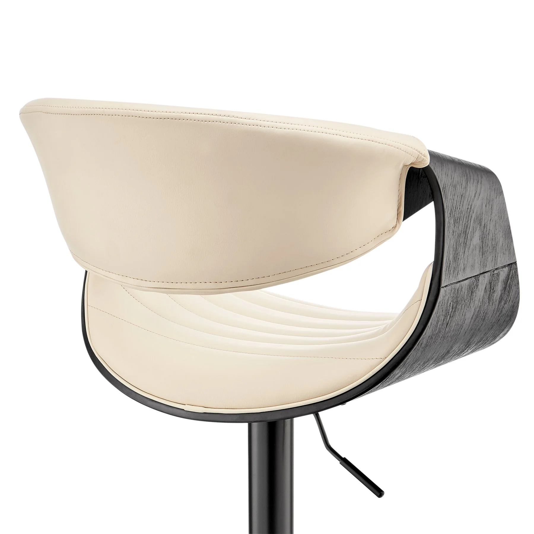 Gionni Adjustable Swivel Cream Faux Leather and Black Wood Bar Stool with Black Base - Image 7