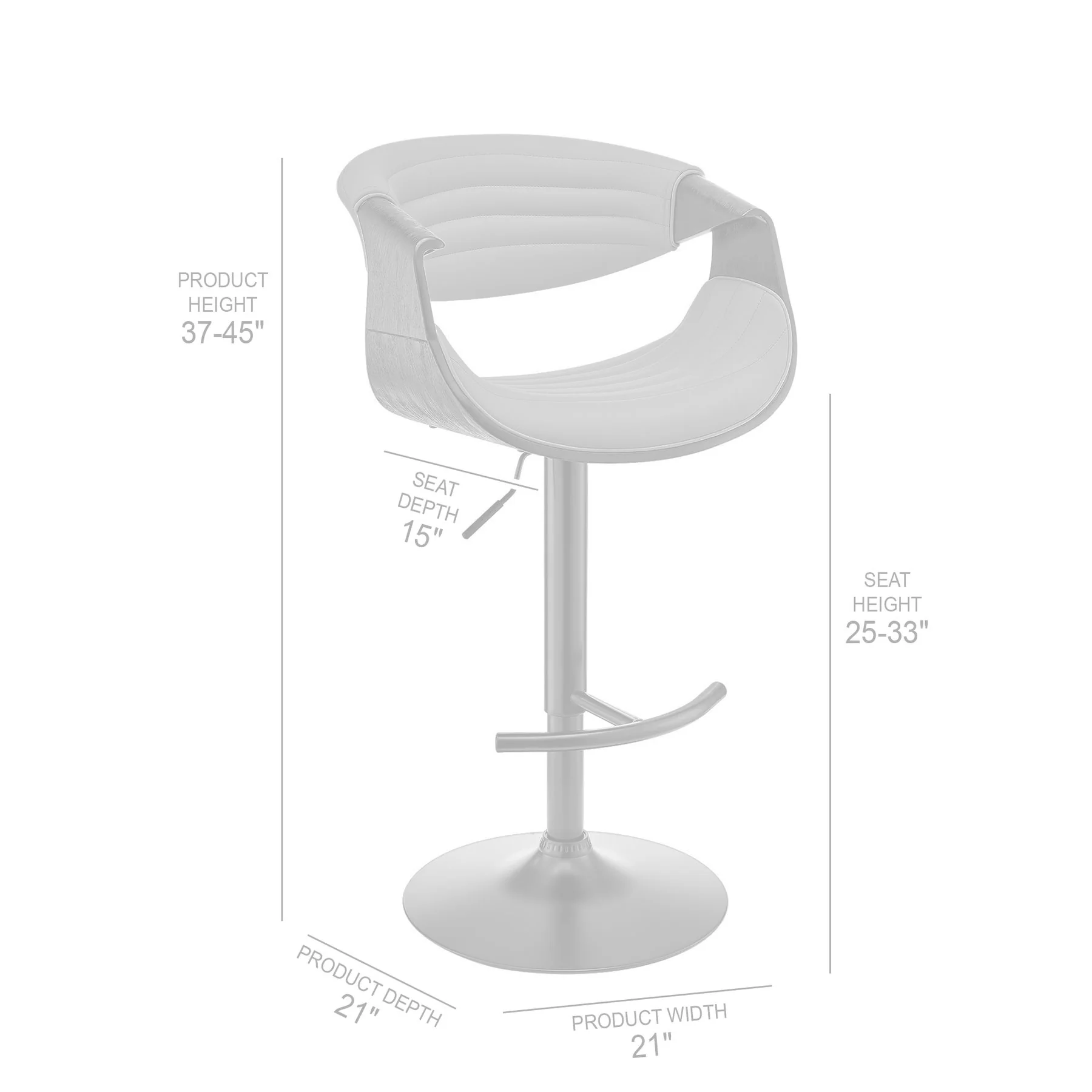 Gionni Adjustable Swivel Cream Faux Leather and Black Wood Bar Stool with Black Base - Image 9