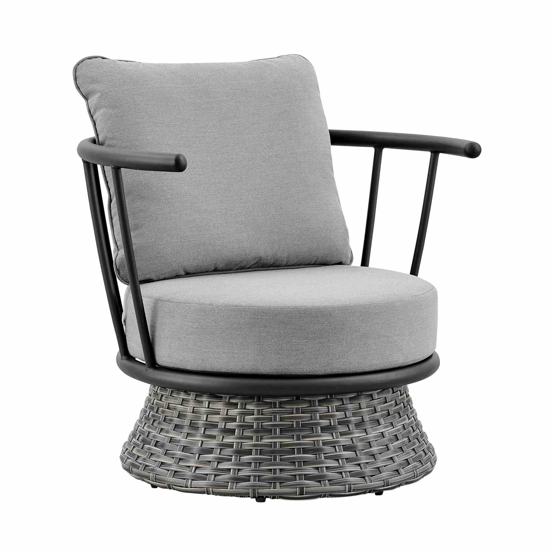 Giotto Wicker and Aluminum Outdoor Chair in Black and Dark Gray - Image 2