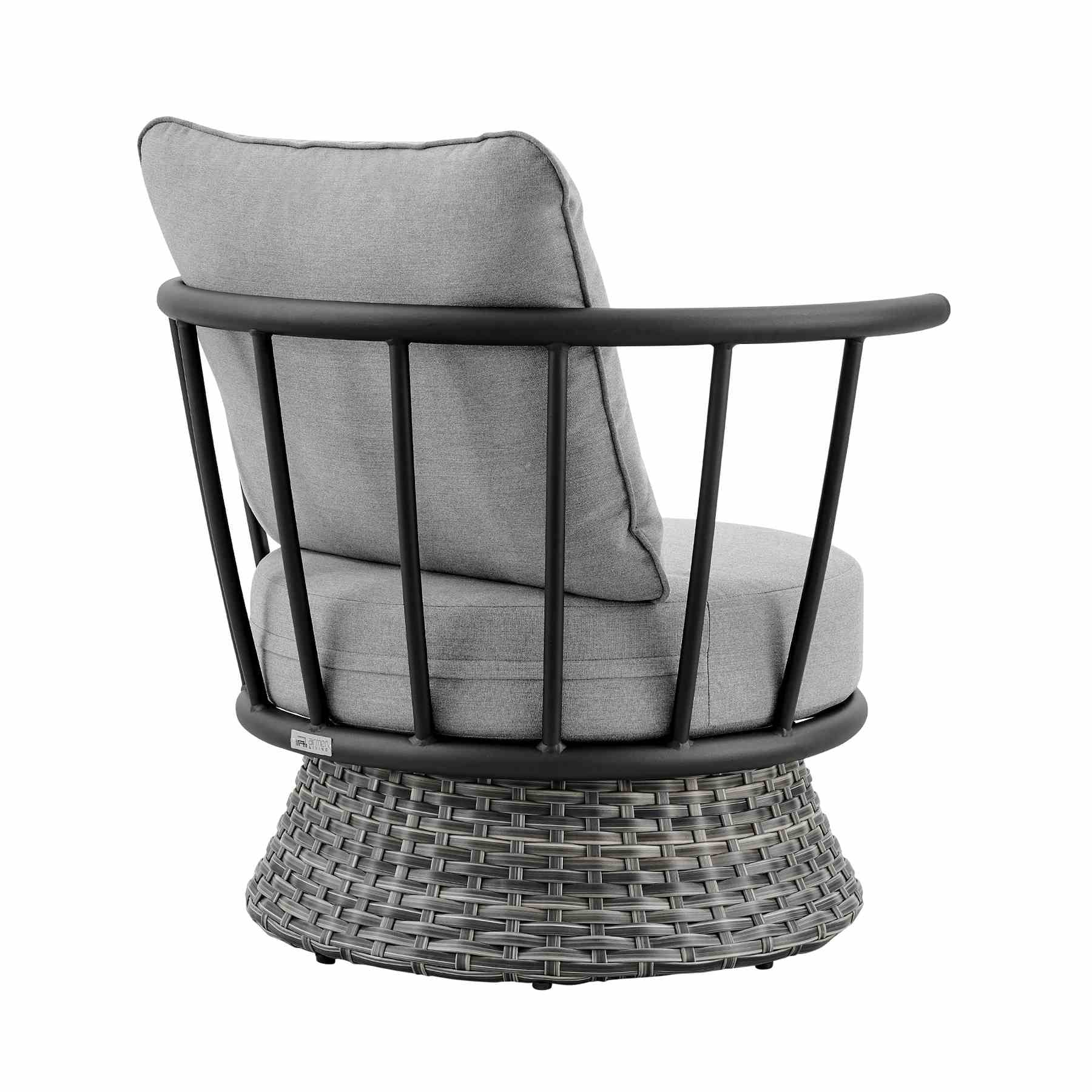Giotto Wicker and Aluminum Outdoor Chair in Black and Dark Gray - Image 3