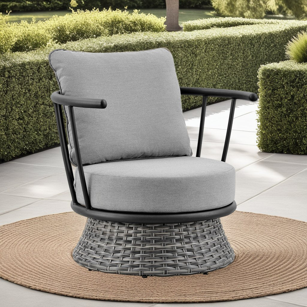 Giotto Wicker and Aluminum Outdoor Chair in Black and Dark Gray - Image 8