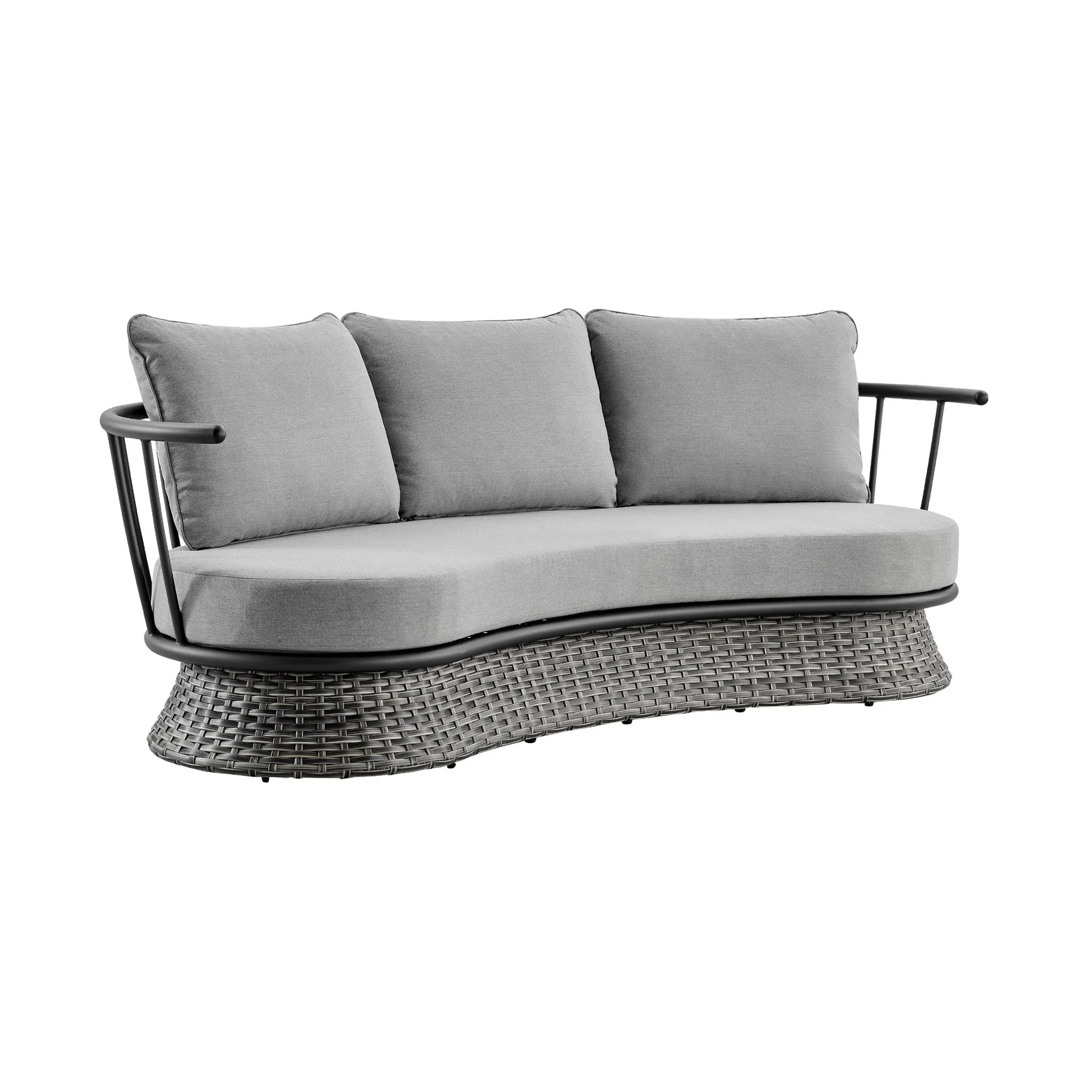 Giotto Wicker and Aluminum Outdoor Sofa in Black and Dark Gray - Image 2