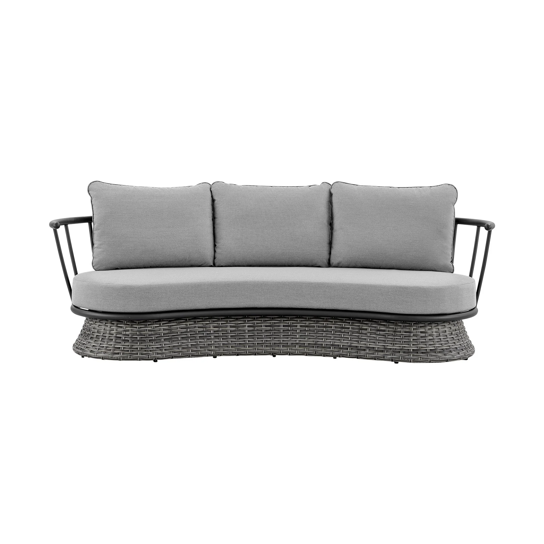 Giotto Wicker and Aluminum Outdoor Sofa in Black and Dark Gray - Image 3