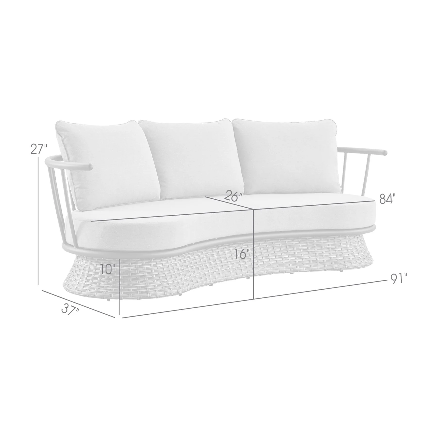 Giotto Wicker and Aluminum Outdoor Sofa in Black and Dark Gray - Image 8