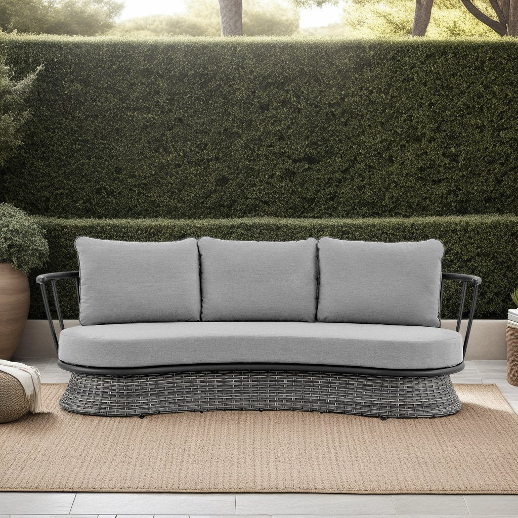 Giotto Wicker and Aluminum Outdoor Sofa in Black and Dark Gray - Image 9