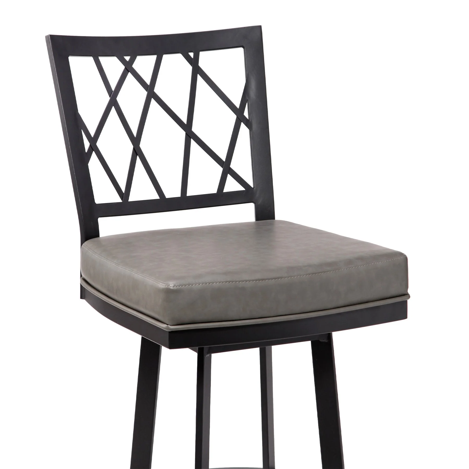 Giselle Contemporary 30" Bar Height Barstool in Matte Black Finish and Vintage Gray Faux Leather - Image 2