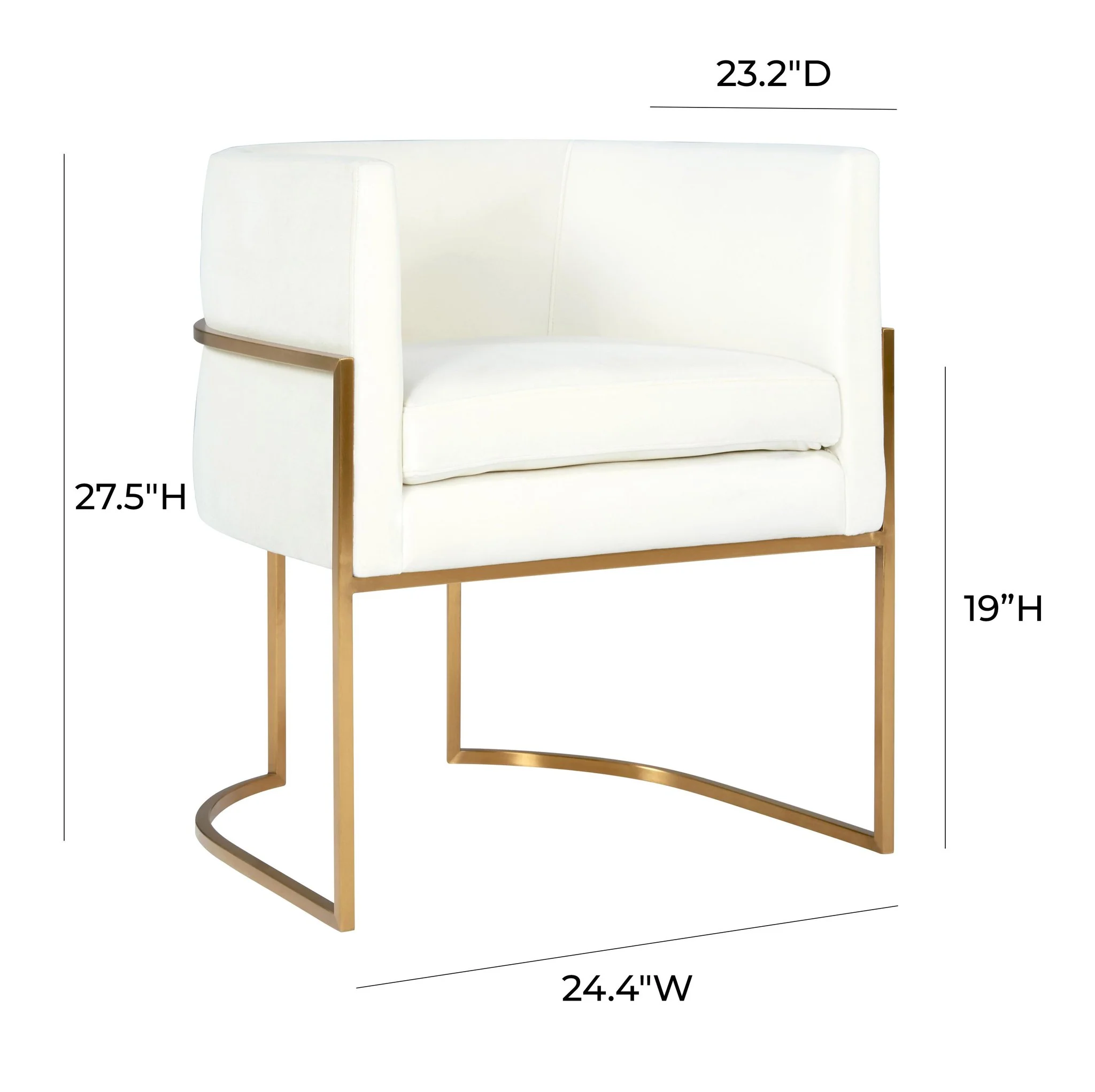 Giselle Cream Velvet Dining Chair Gold Leg - Image 6