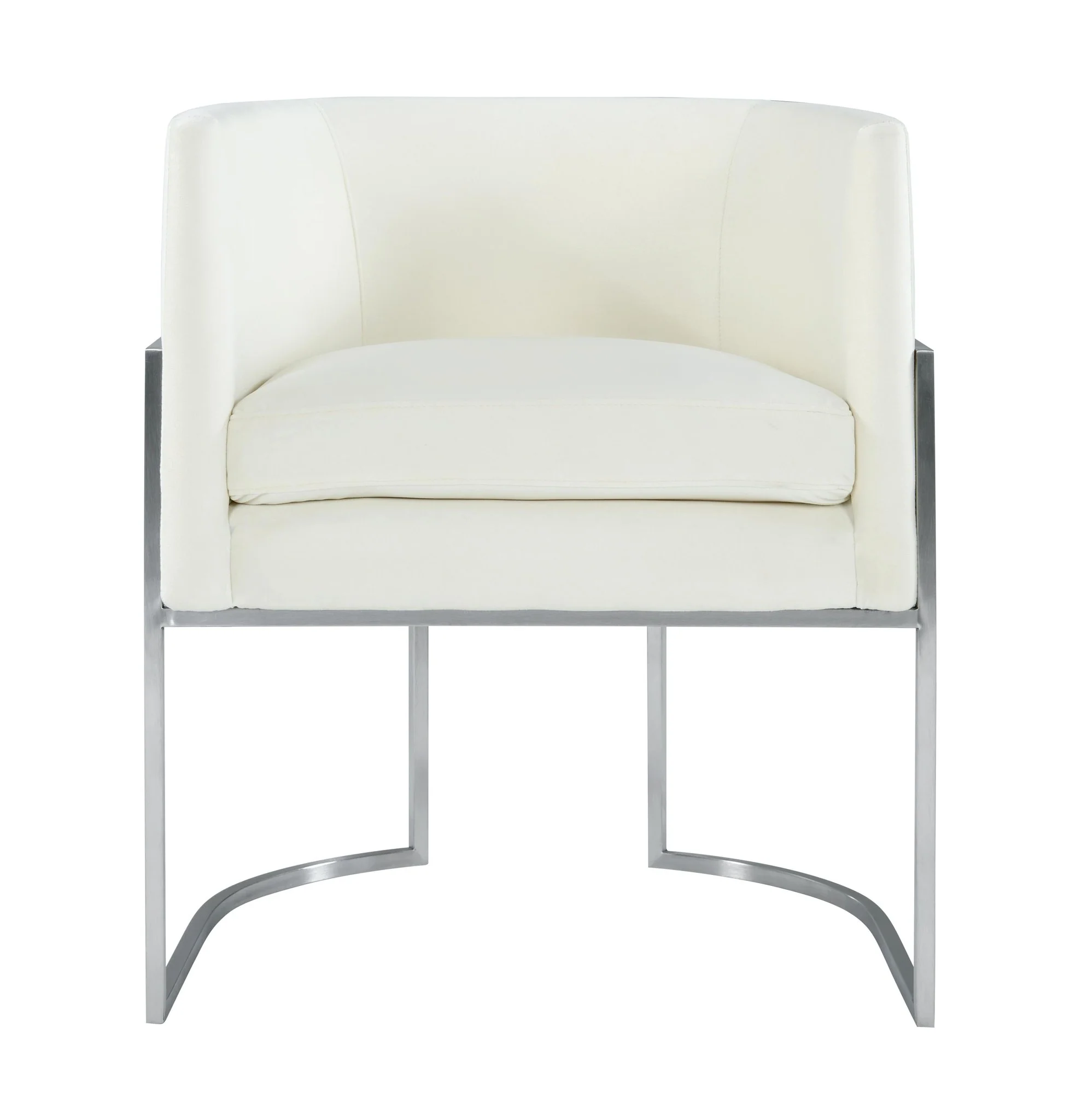 Giselle Cream Velvet Dining Chair Silver Leg - Image 3