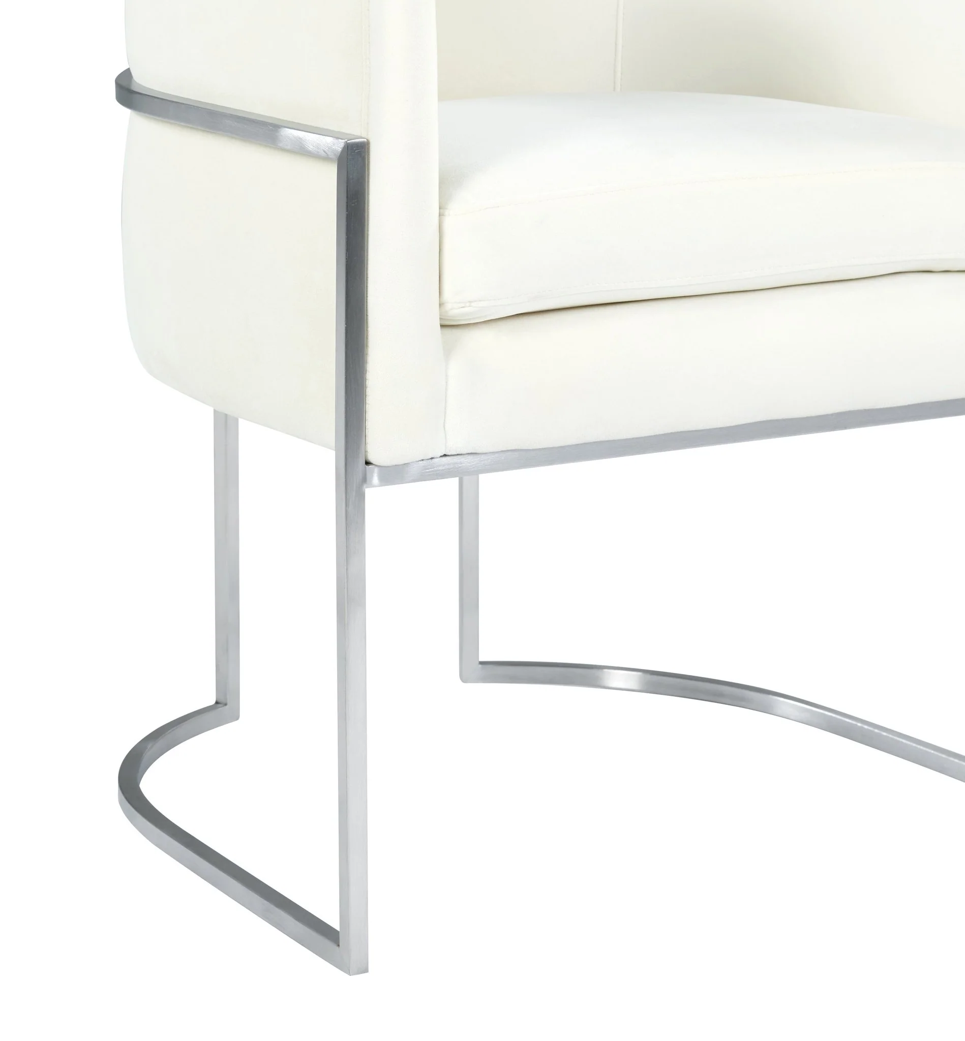 Giselle Cream Velvet Dining Chair Silver Leg - Image 5