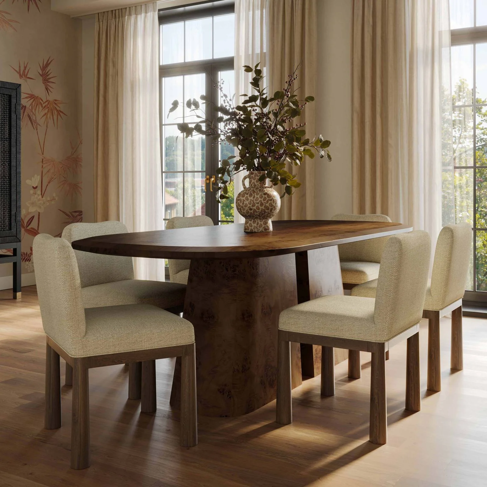 Gladyss Brown Burl Oval 87 inch Dining Table - Image 2