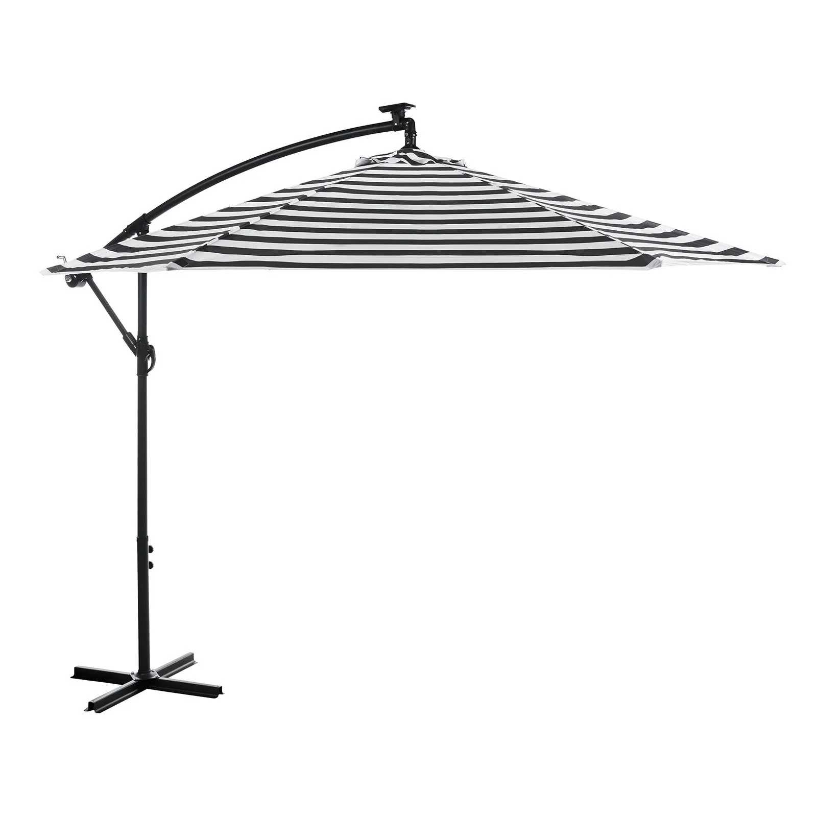 Glam Cantilever Umbrella W/Led+Base, Black/White - Image 2