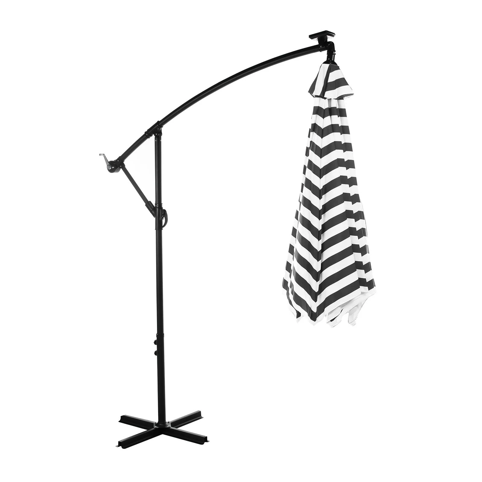Glam Cantilever Umbrella W/Led+Base, Black/White - Image 3