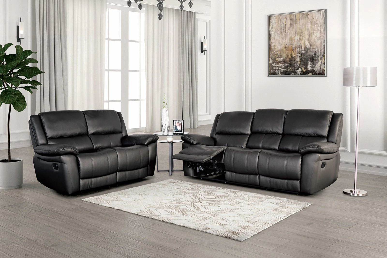 Glarus Sofa Manual Recliner, Black - Image 2