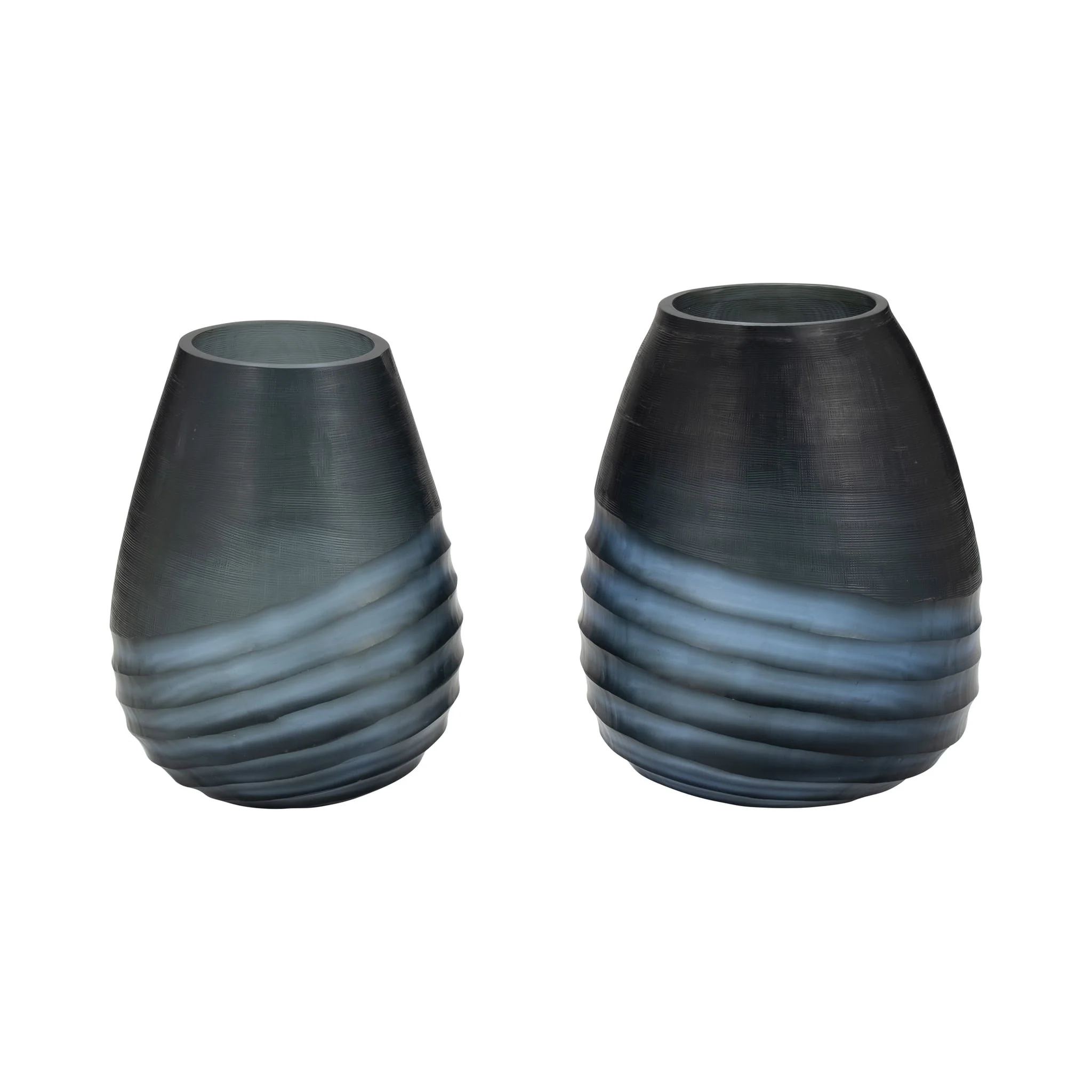 Glass, 10" Etched Vase, Blue - Image 8