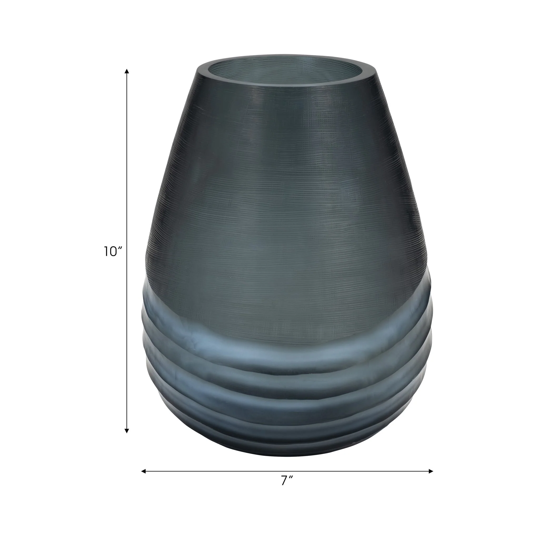 Glass, 10" Etched Vase, Blue - Image 9