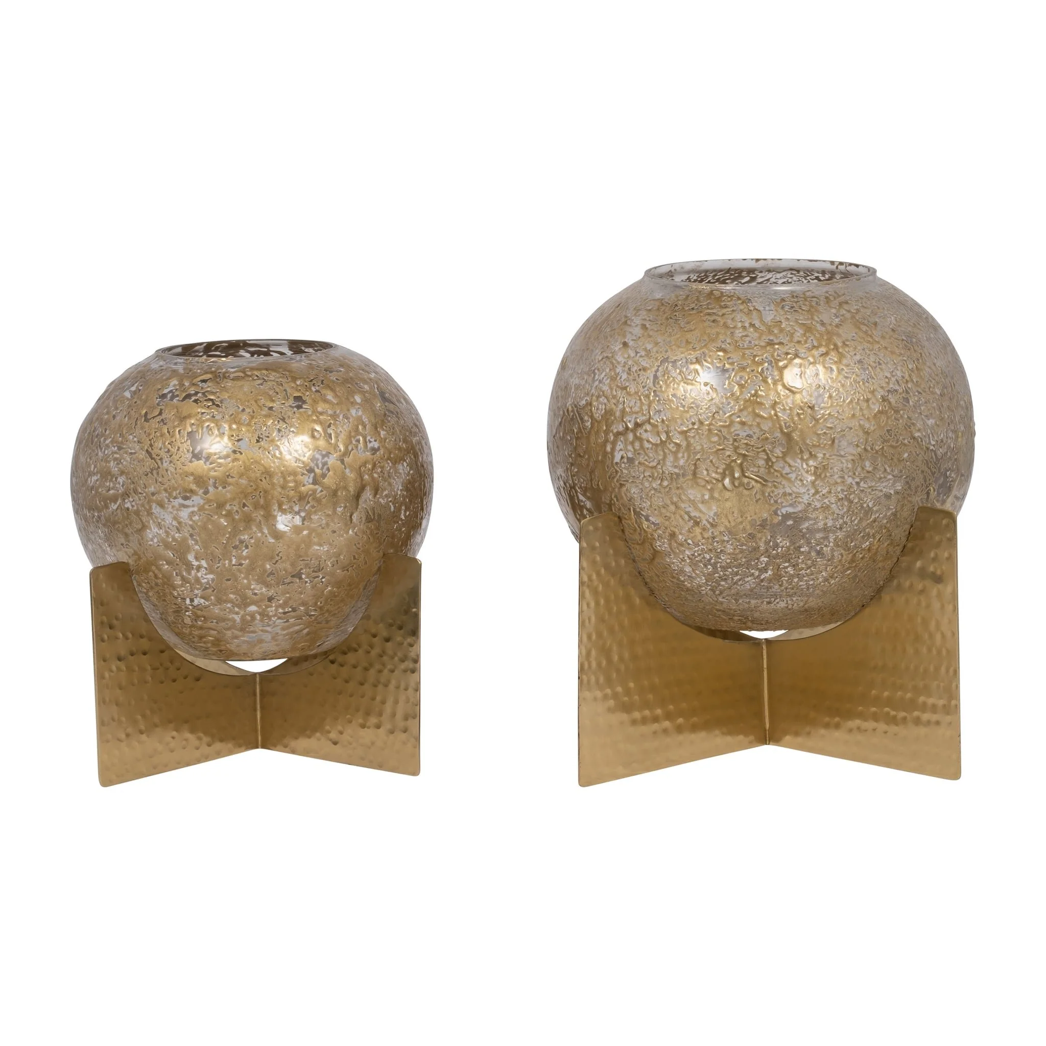 Glass, 10" Hurricane Orb, Clear/gold - Image 7