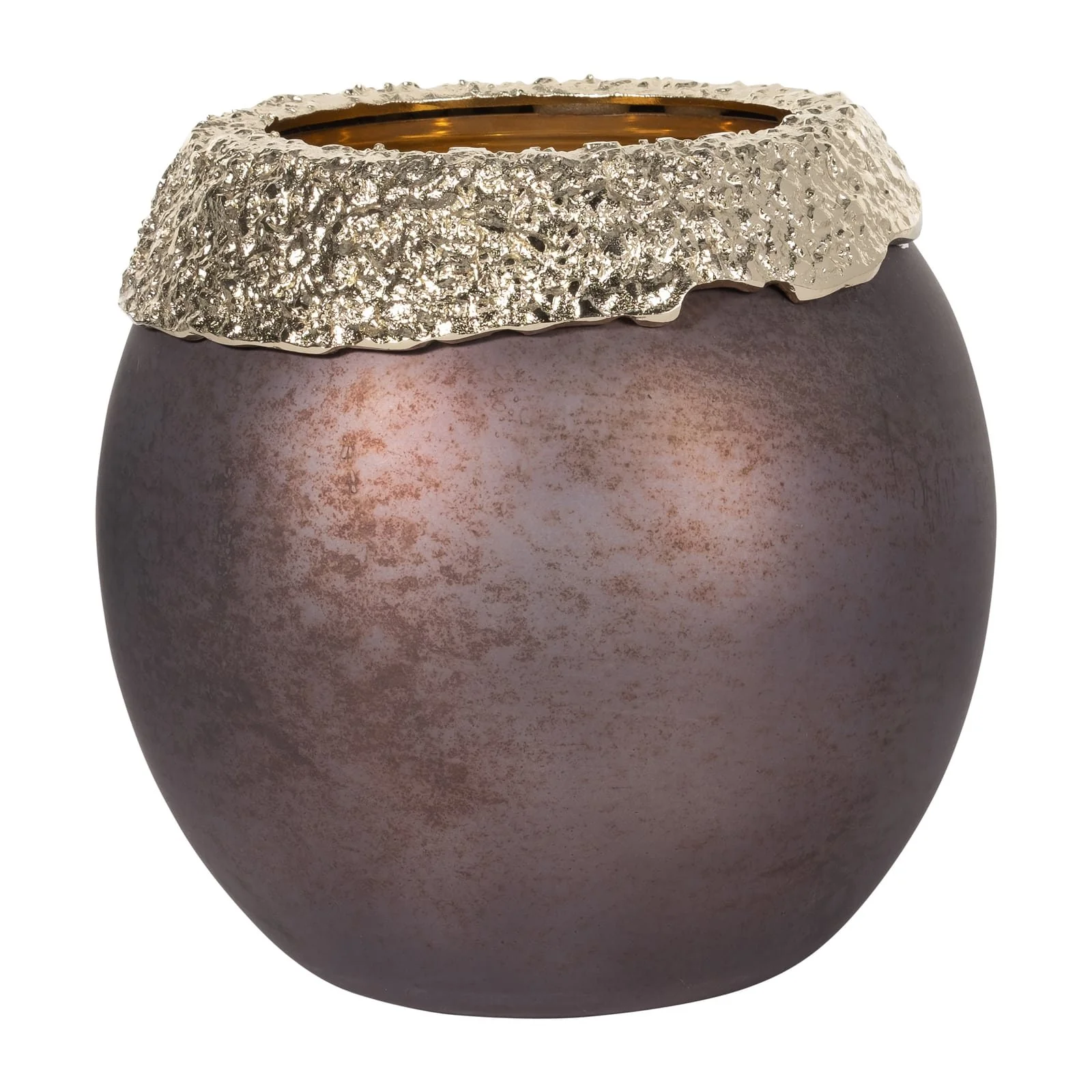 Glass,10",oval Hurricane,charred Coal/gold - Image 2