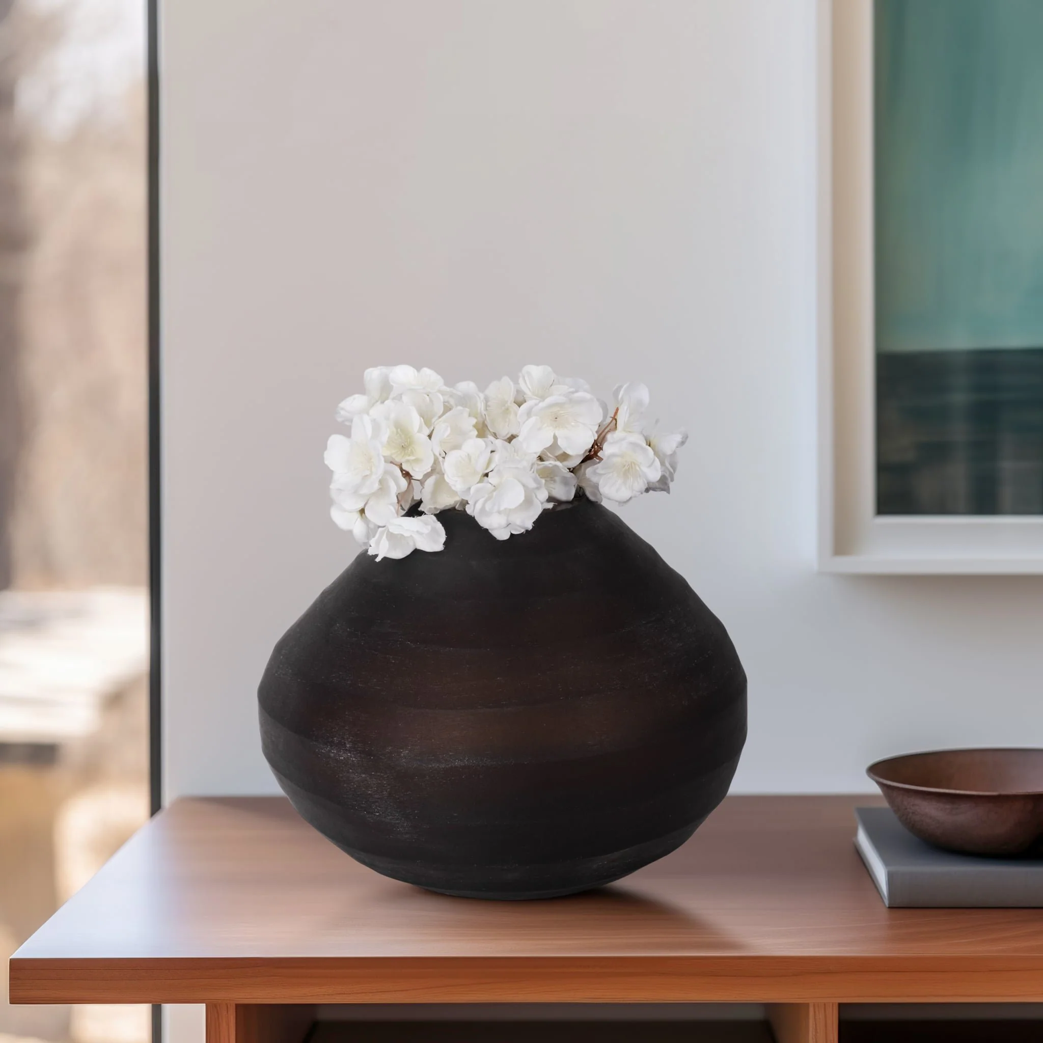 Glass, 10" Rotund Vase, Smokey Brown - Image 9