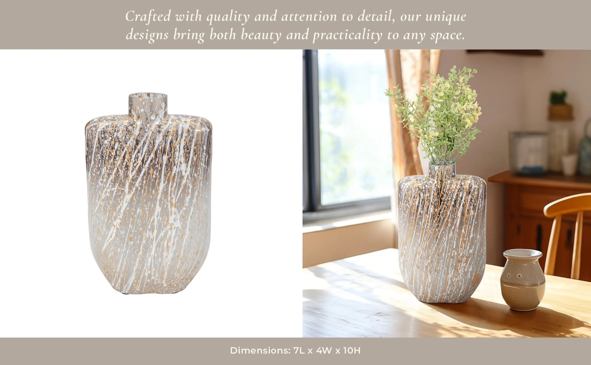 Glass,10",striped Stained Vase,multi - Image 12