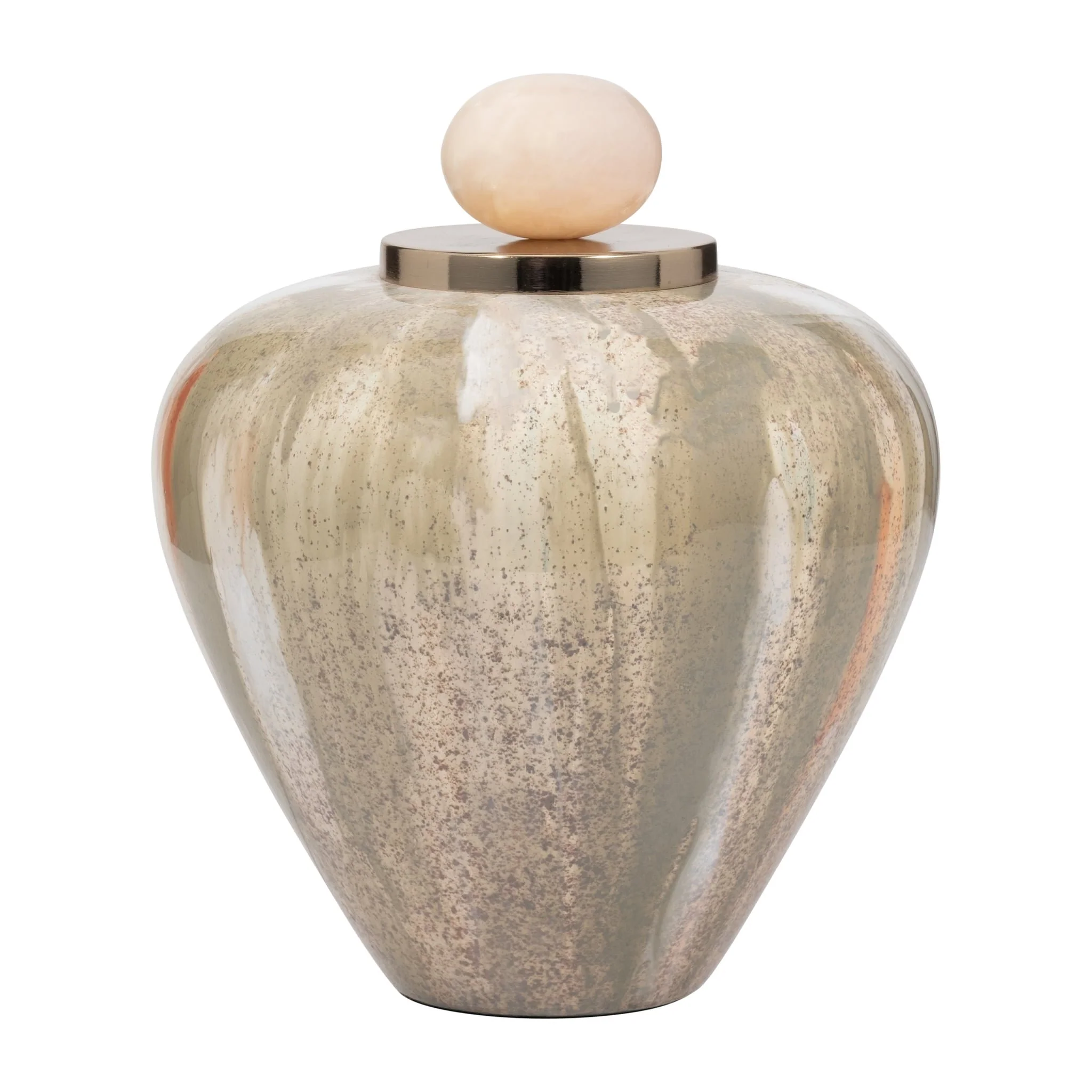Glass, 10" Temple Vase W/ Resin Topper, Blush/gree - Image 2