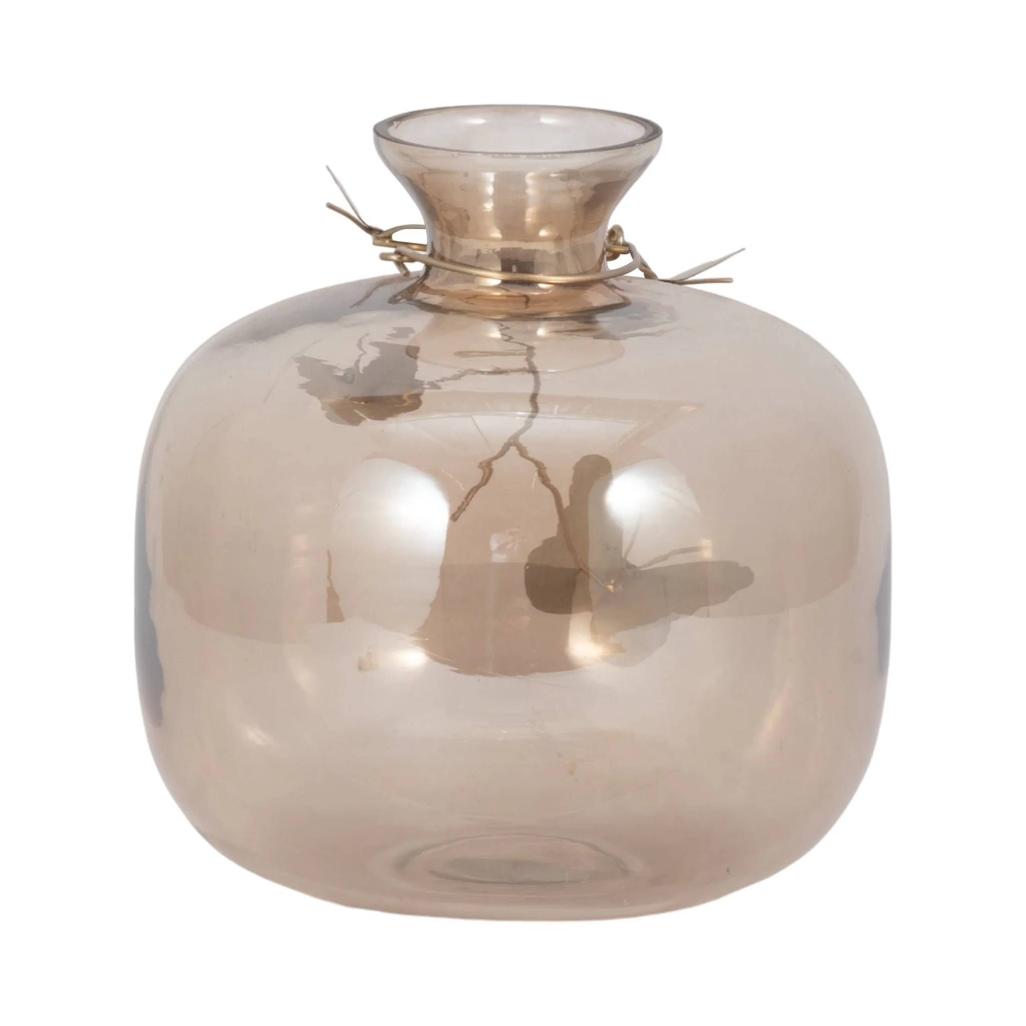 Glass, 10" Vase W/ Butterfly Garland, Gold - Image 5