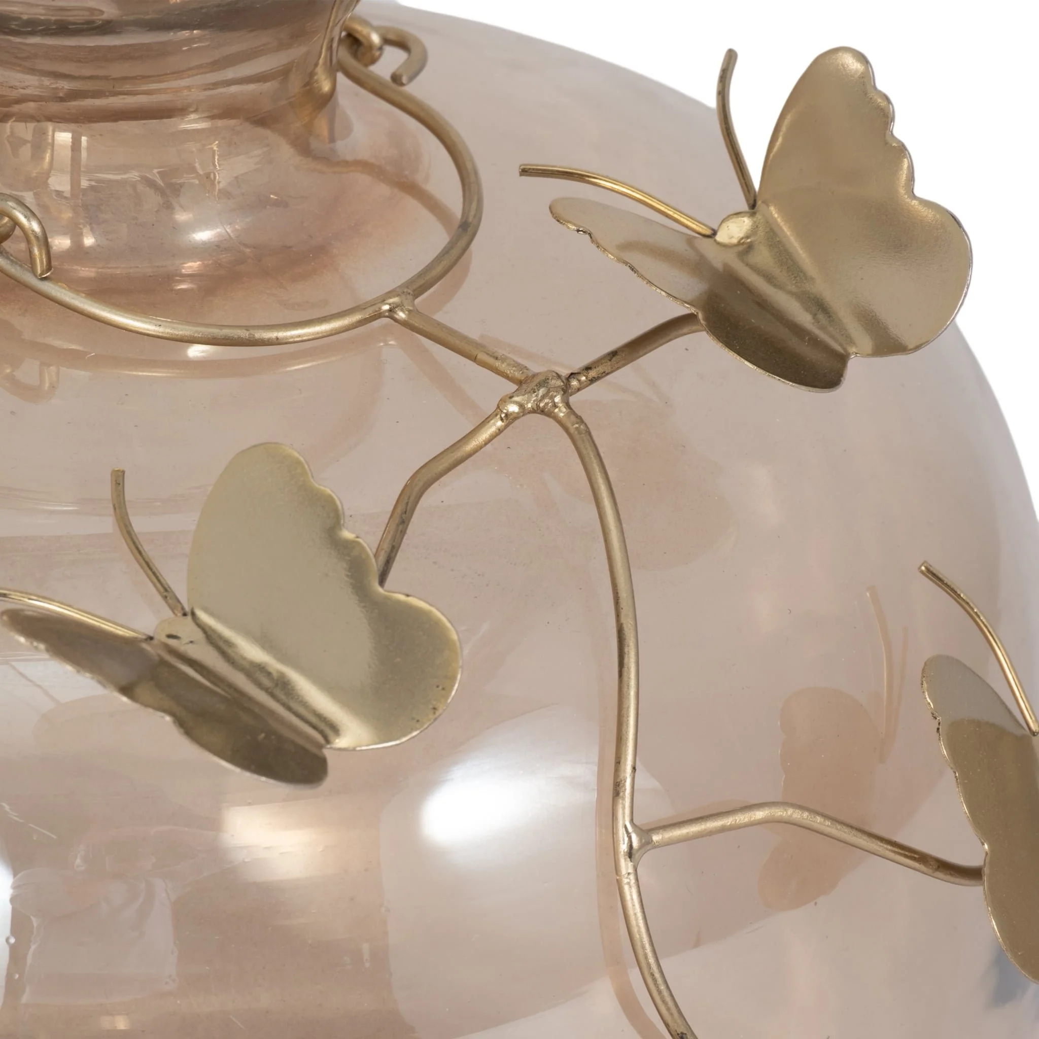 Glass, 10" Vase W/ Butterfly Garland, Gold - Image 6