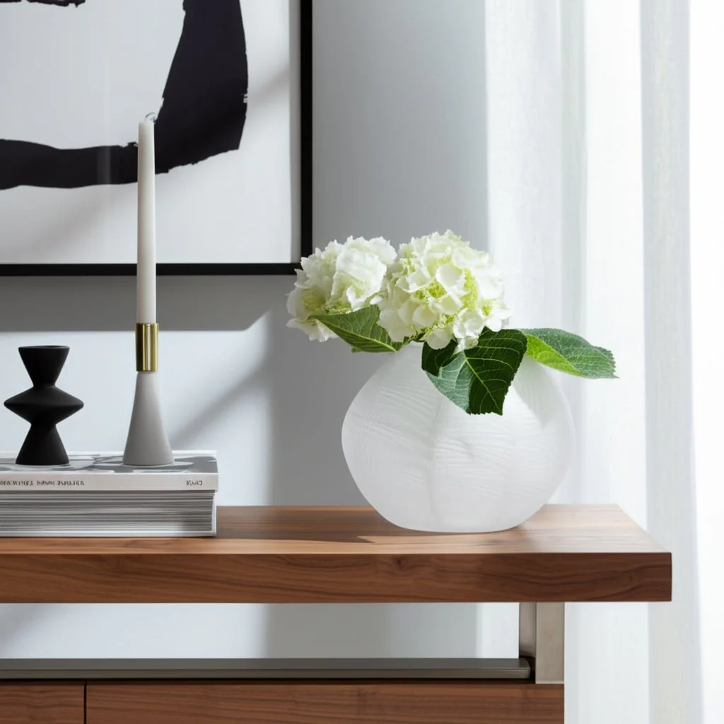 Glass 10"h Textured Vase, Frosted White - Image 12