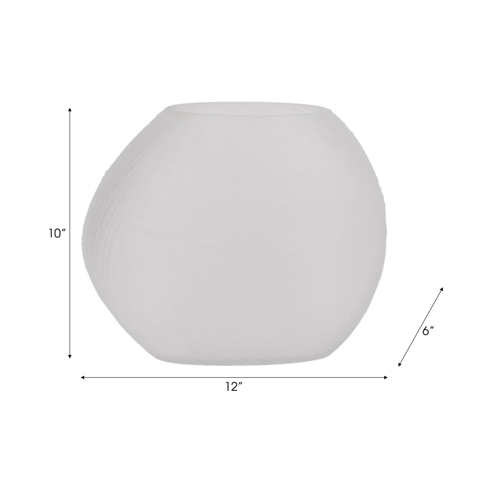 Glass 10"h Textured Vase, Frosted White - Image 9