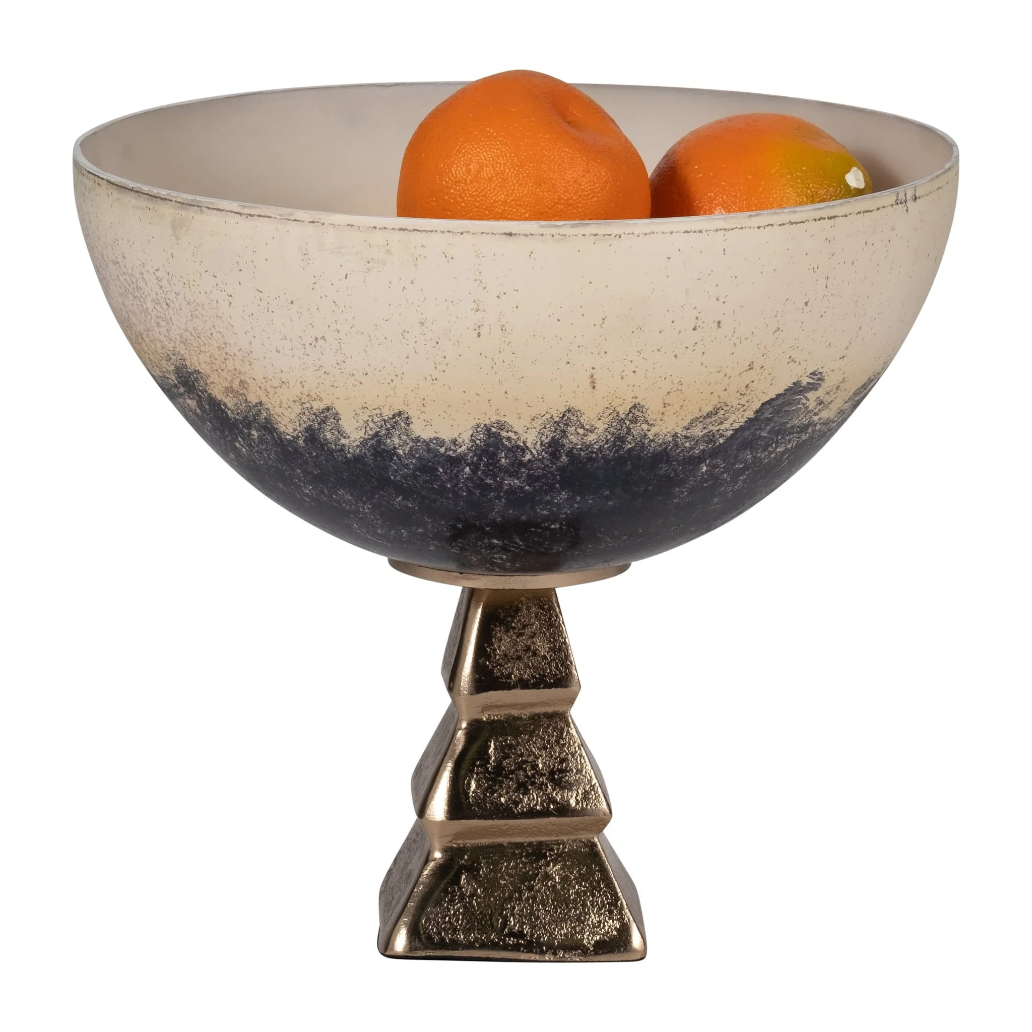 Glass, 11" Bowl W/ Stand, 2-tone White - Image 3