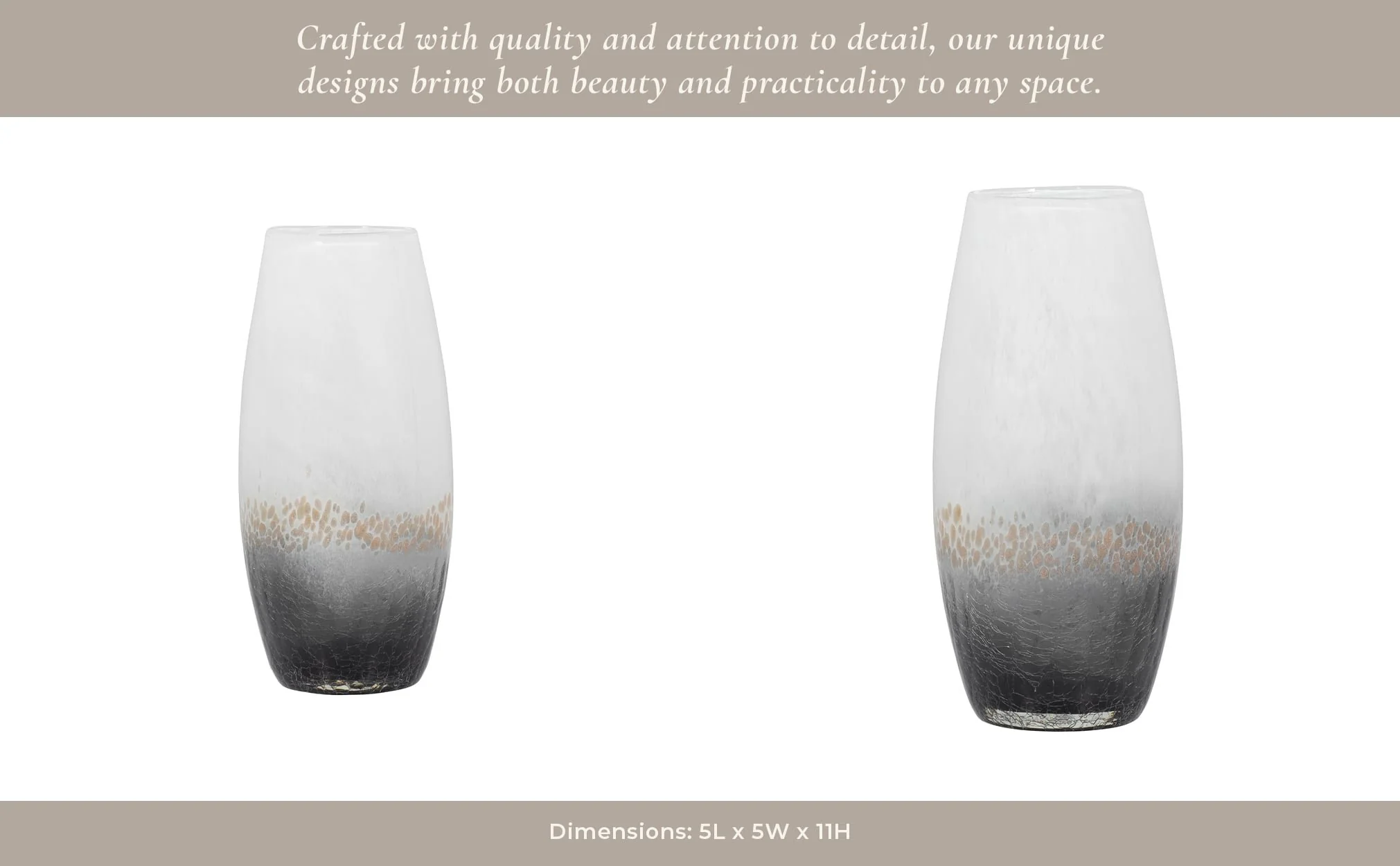 Glass, 11" Crackle Vase, Multi - Image 11