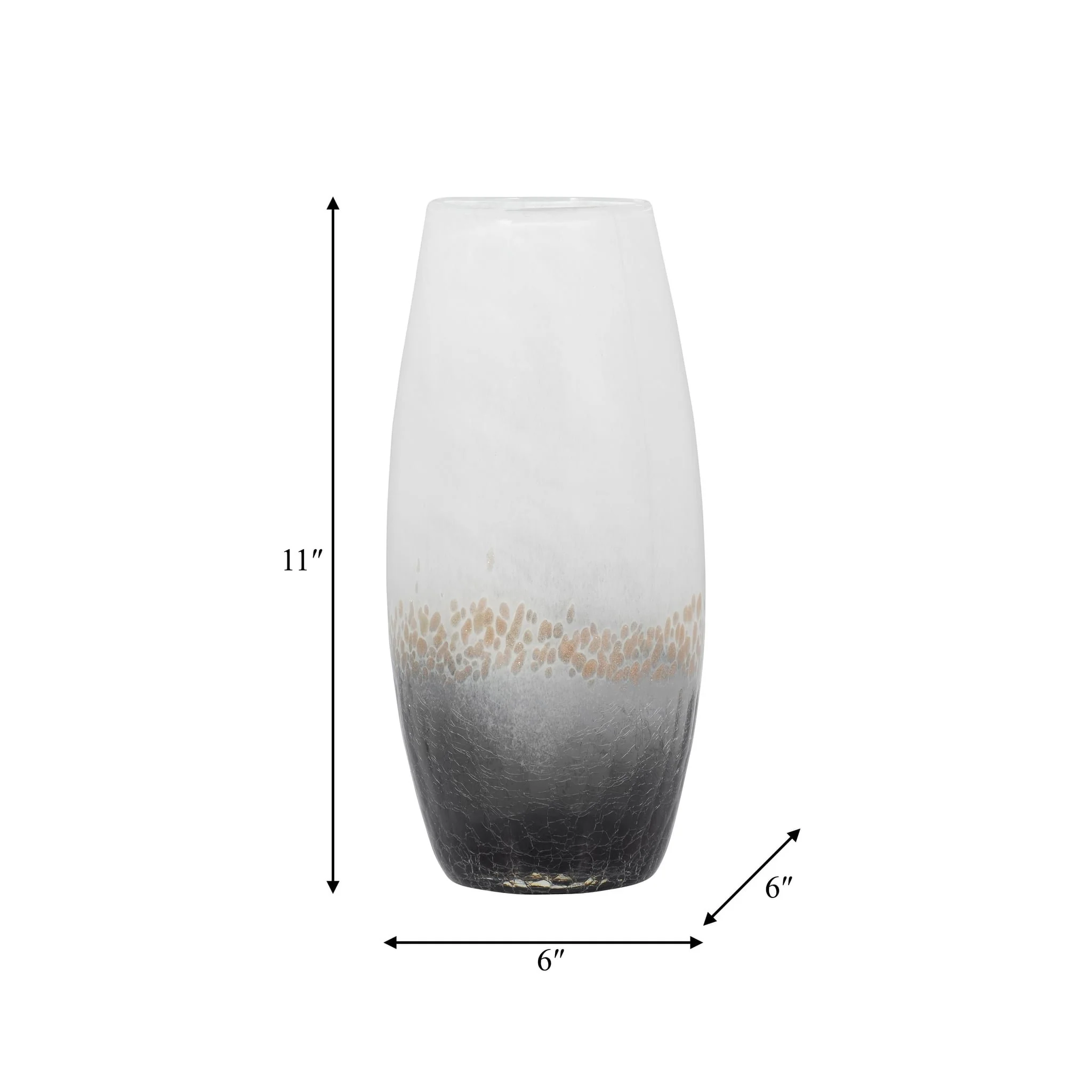 Glass, 11" Crackle Vase, Multi - Image 8