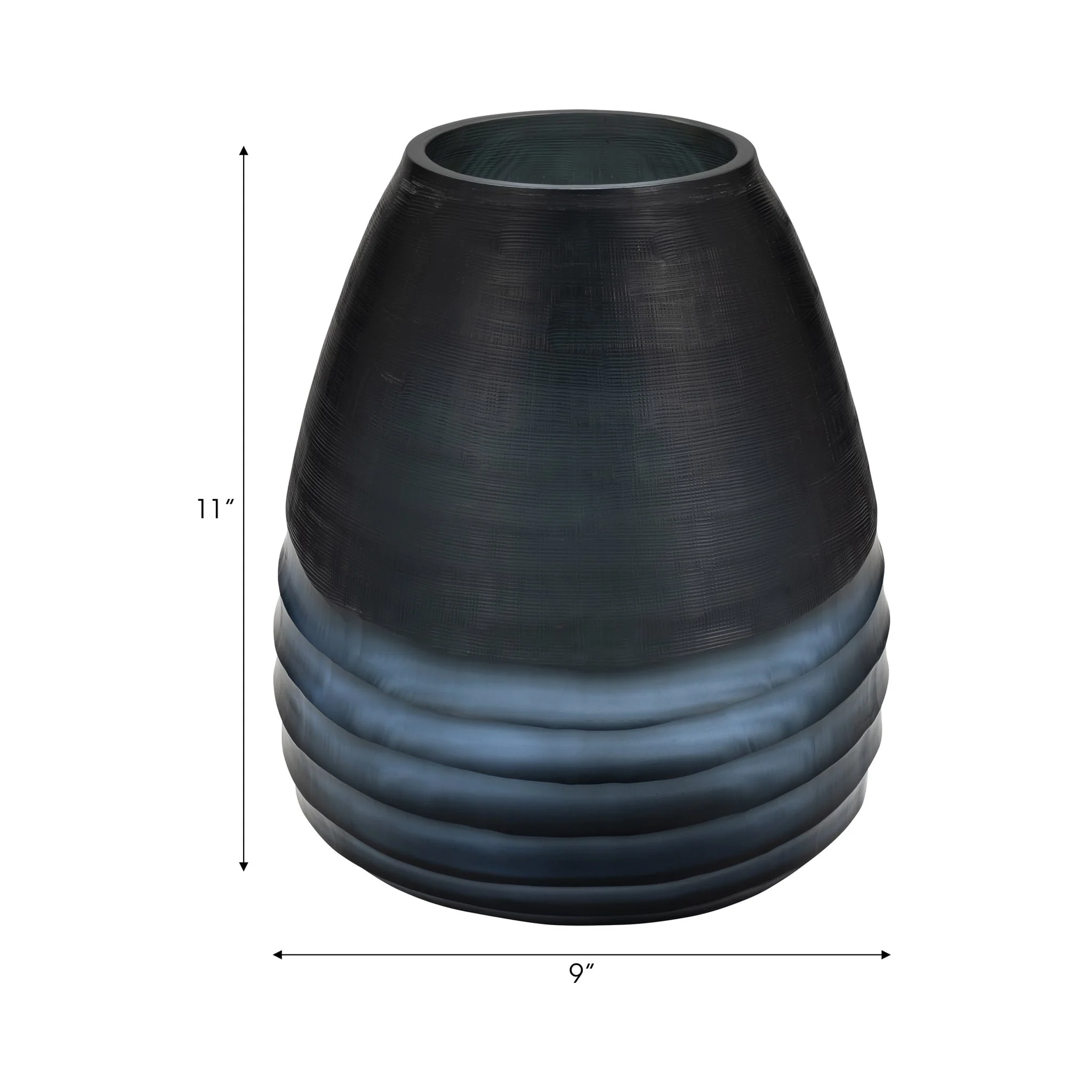 Glass, 11" Etched Vase, Blue - Image 8